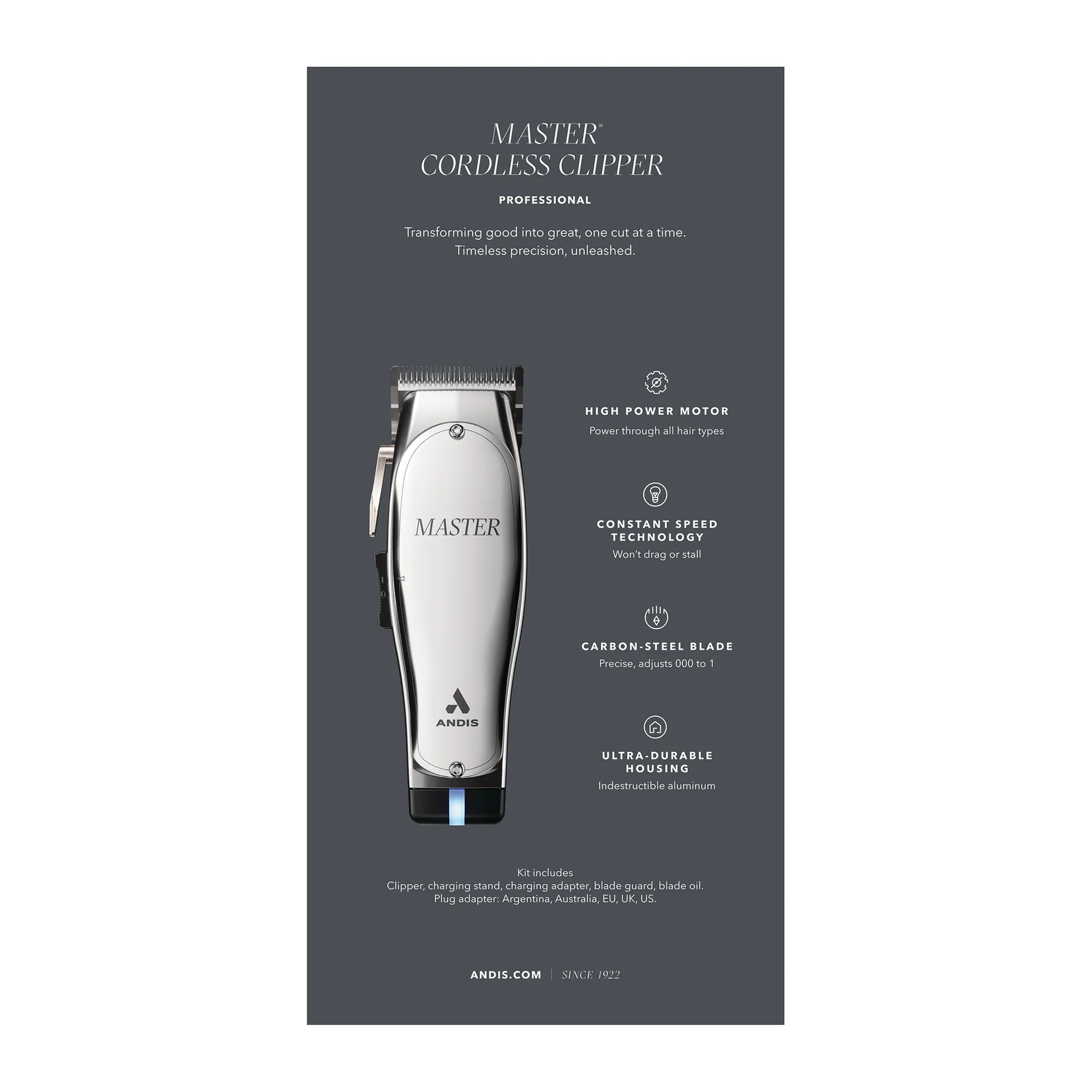 Andis - Master Cordless Lithium-ion Clipper MLC 12665 - Image 8