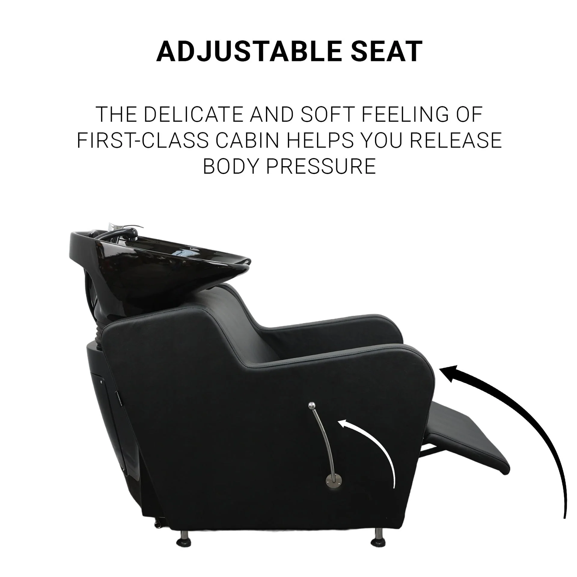 Backwash Chair - Ergonomic Luxury Basin Adjustable Chair Black - Image 5