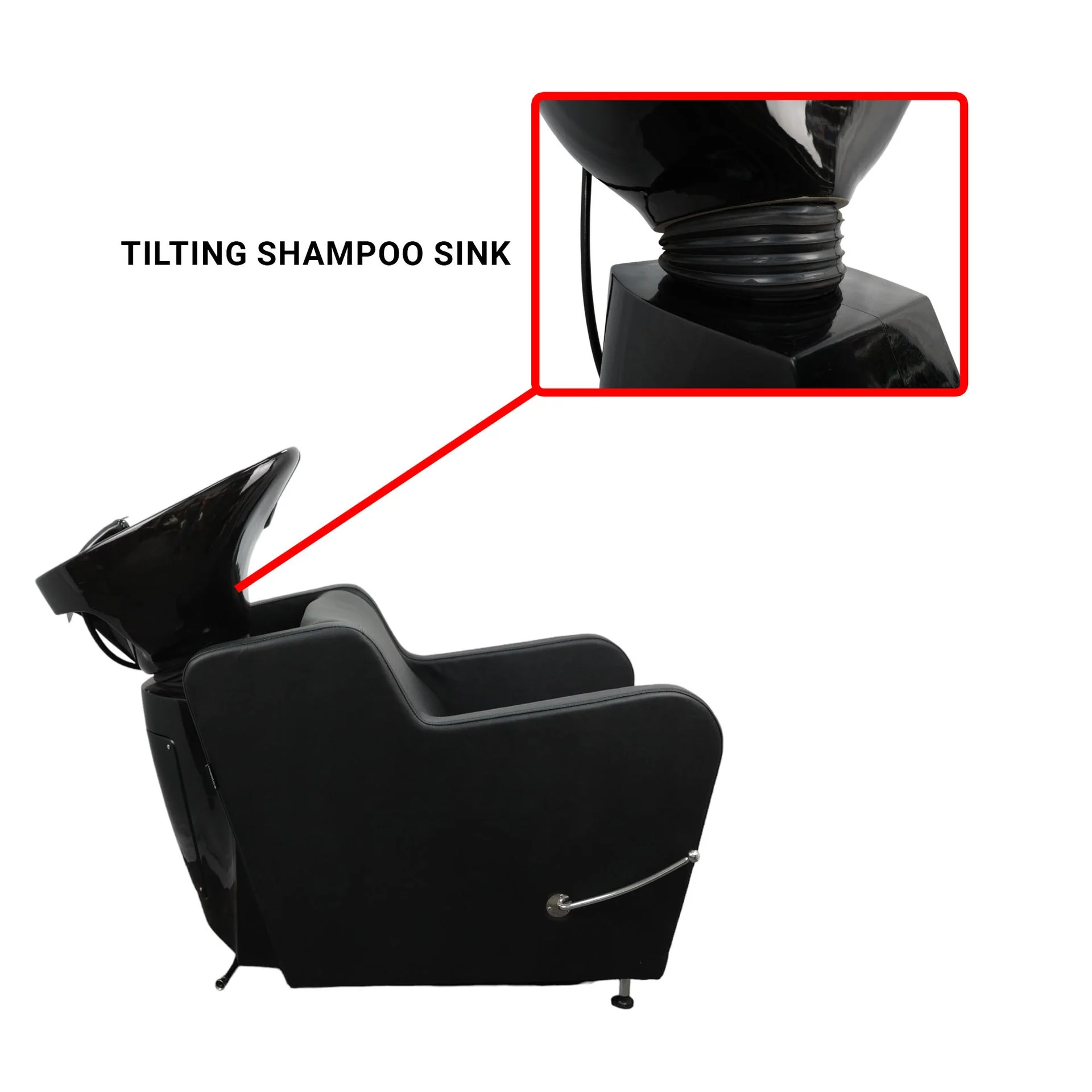 Backwash Chair - Ergonomic Luxury Basin Adjustable Chair Black - Image 9