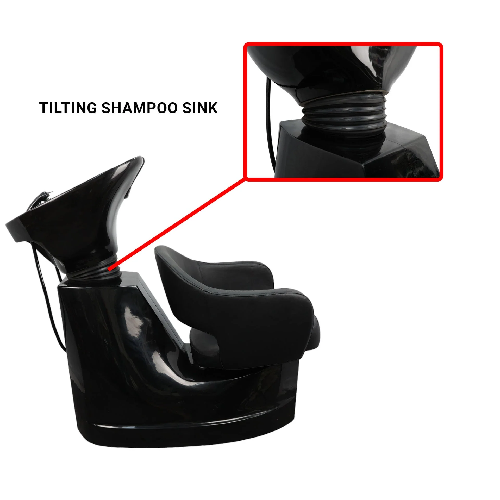 Backwash Chair - Rinse and Relax Basin Adjustable Chair Black - Image 7