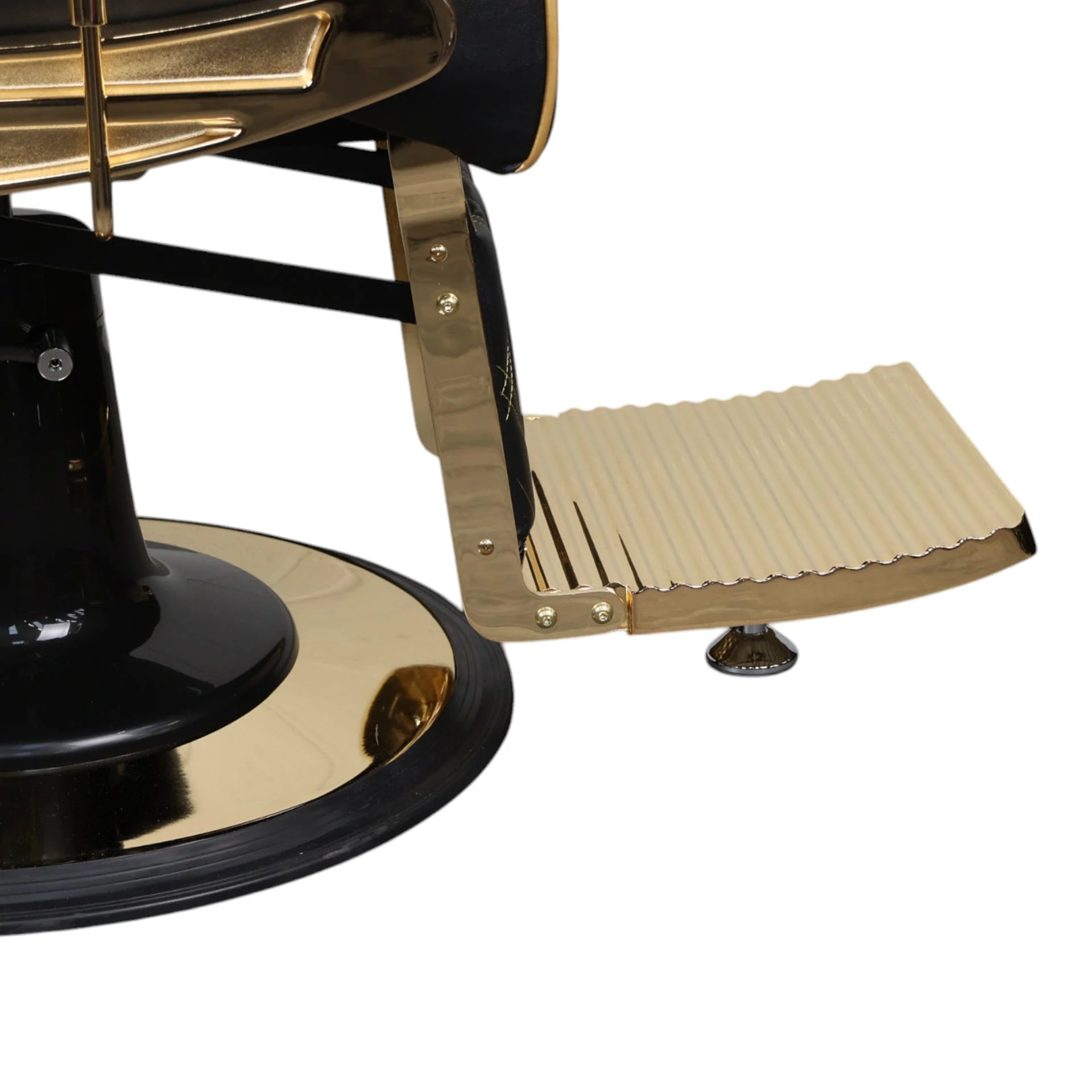 Barber Chair - Elegant Black & Gold Diamond-Stitched & Gold Accents - Image 8