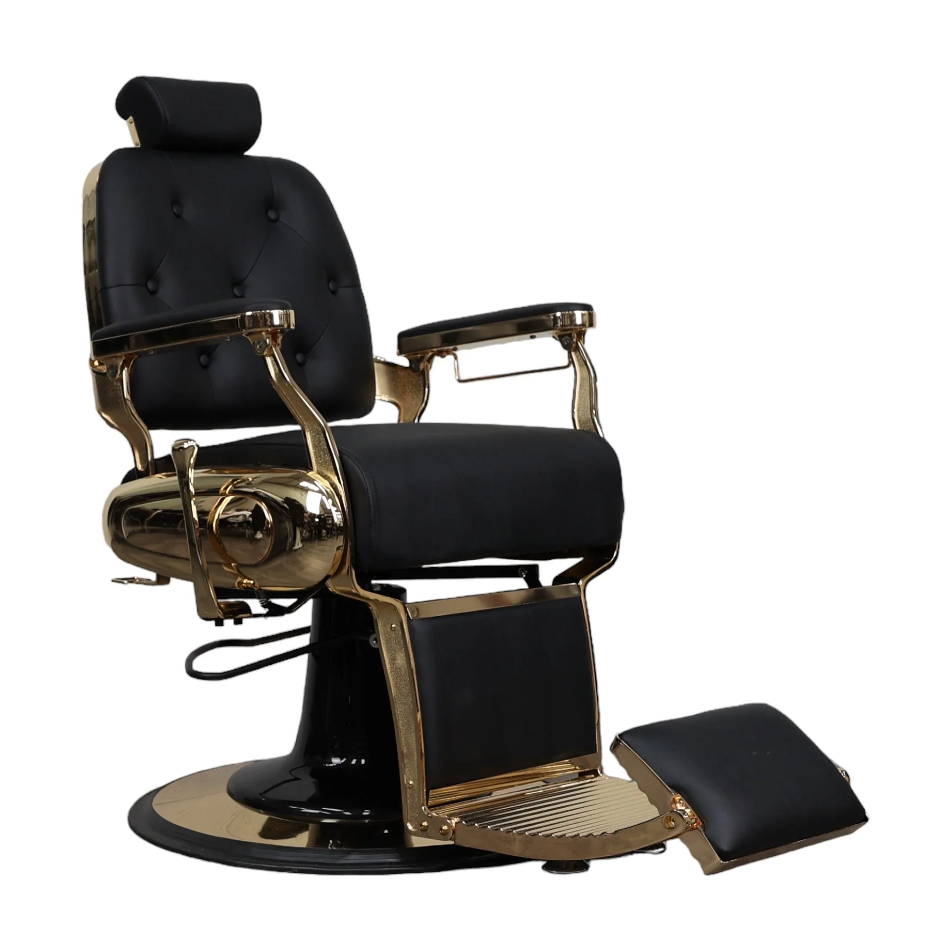 Barber Chair - Luxurious Belmont  Black & Gold Accents - Image 3