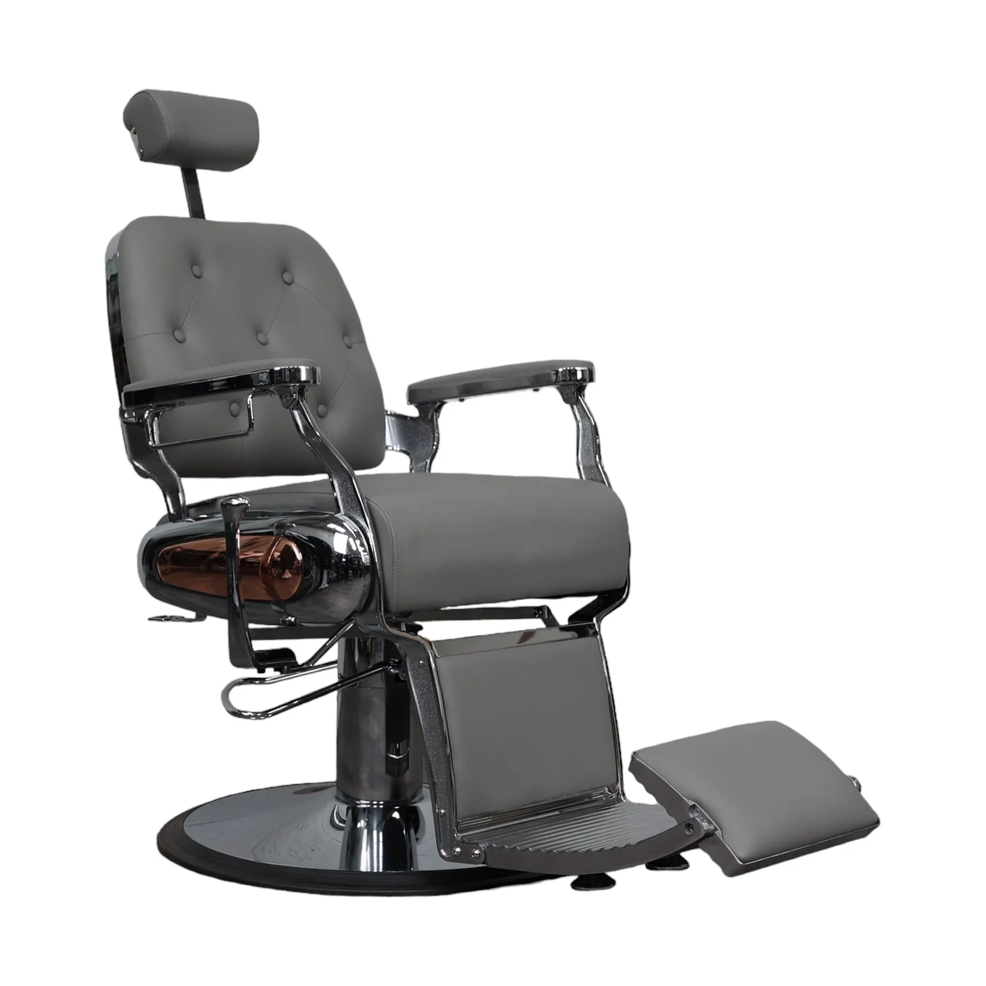 Barber Chair - Luxurious Belmont Grey & Crome Accents - Image 3
