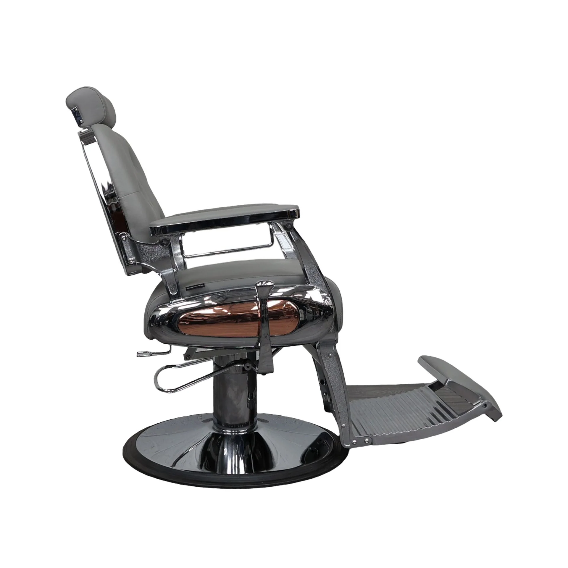 Barber Chair - Luxurious Belmont Grey & Crome Accents - Image 4