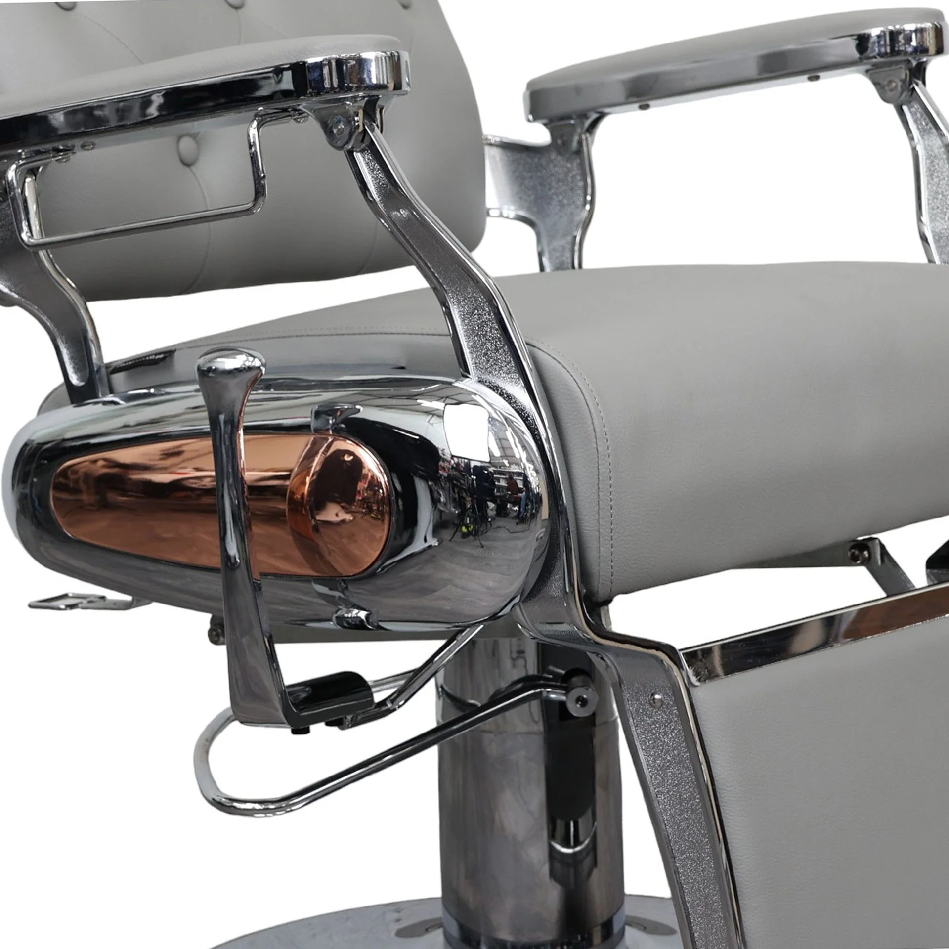 Barber Chair - Luxurious Belmont Grey & Crome Accents - Image 6