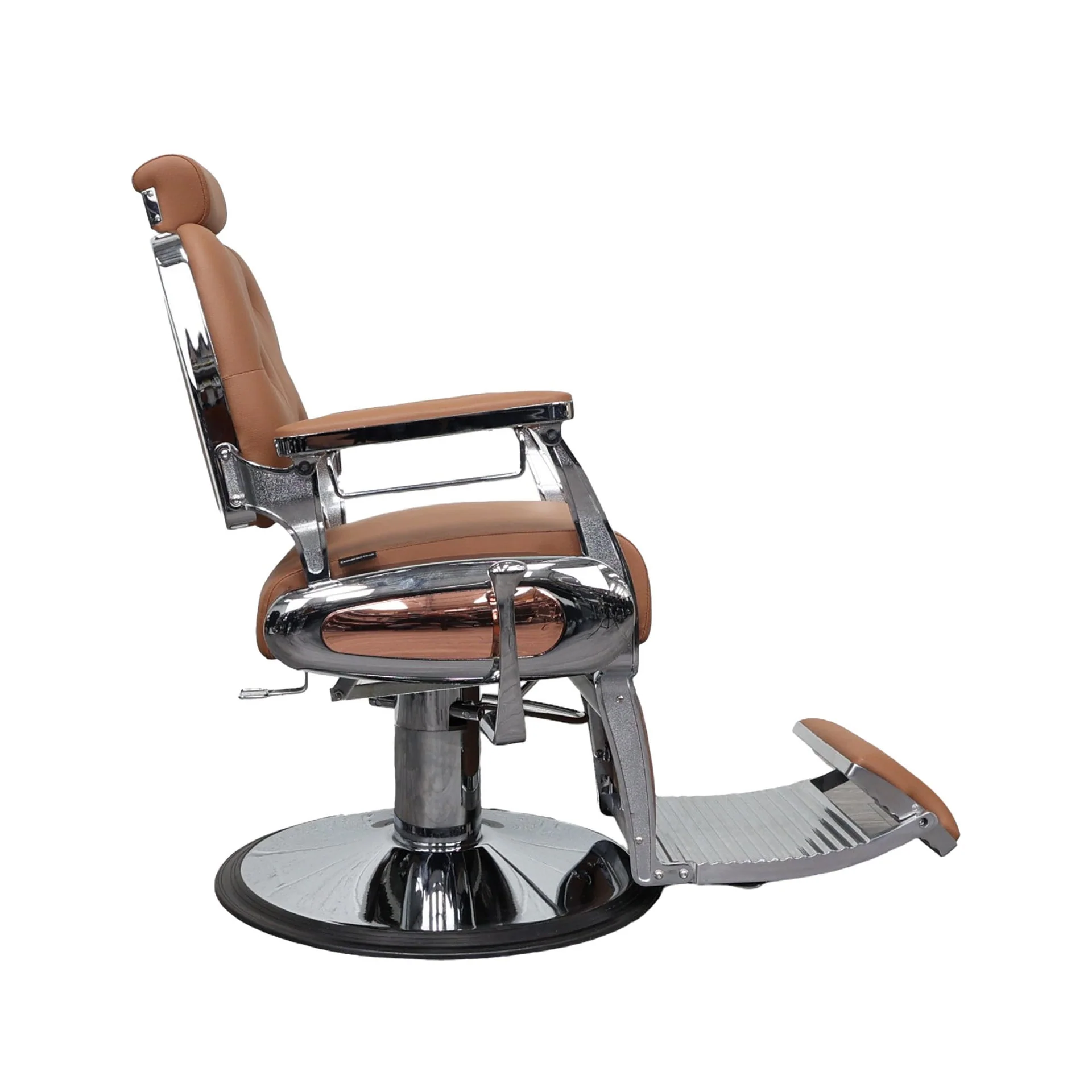 Barber Chair - Luxurious Belmont Tan & Chrome Accents - Image 4