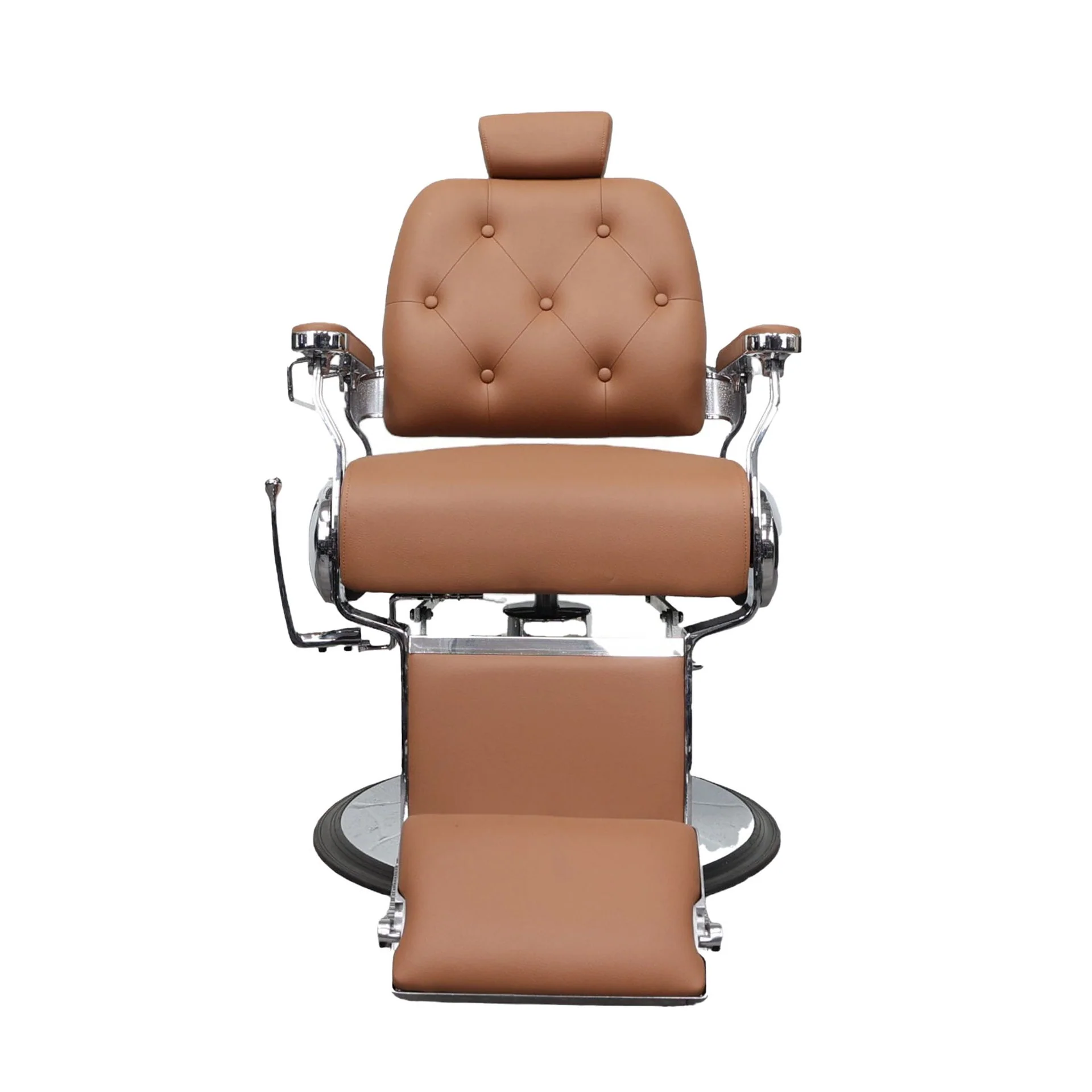 Barber Chair - Luxurious Belmont Tan & Chrome Accents - Image 5