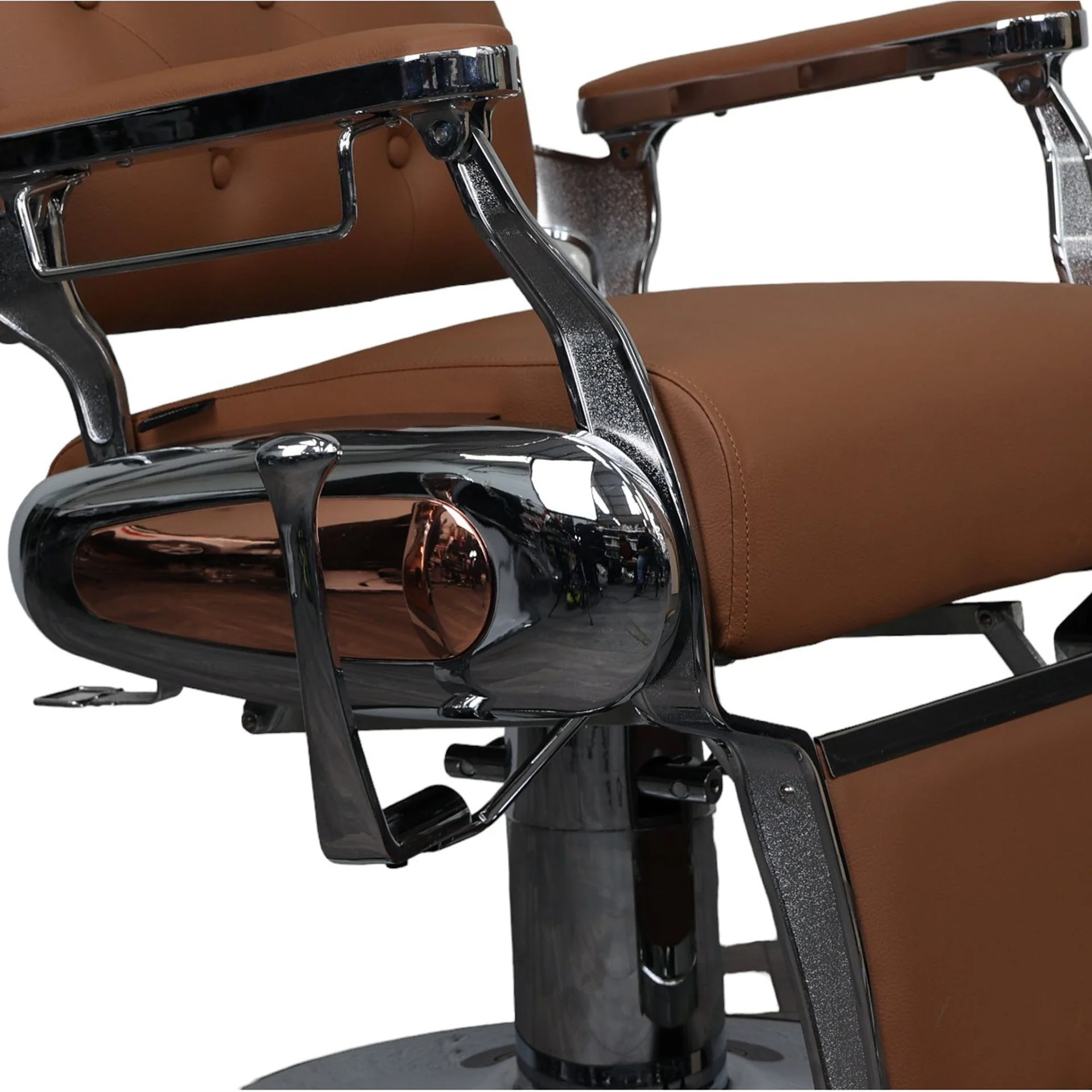 Barber Chair - Luxurious Belmont Tan & Chrome Accents - Image 6