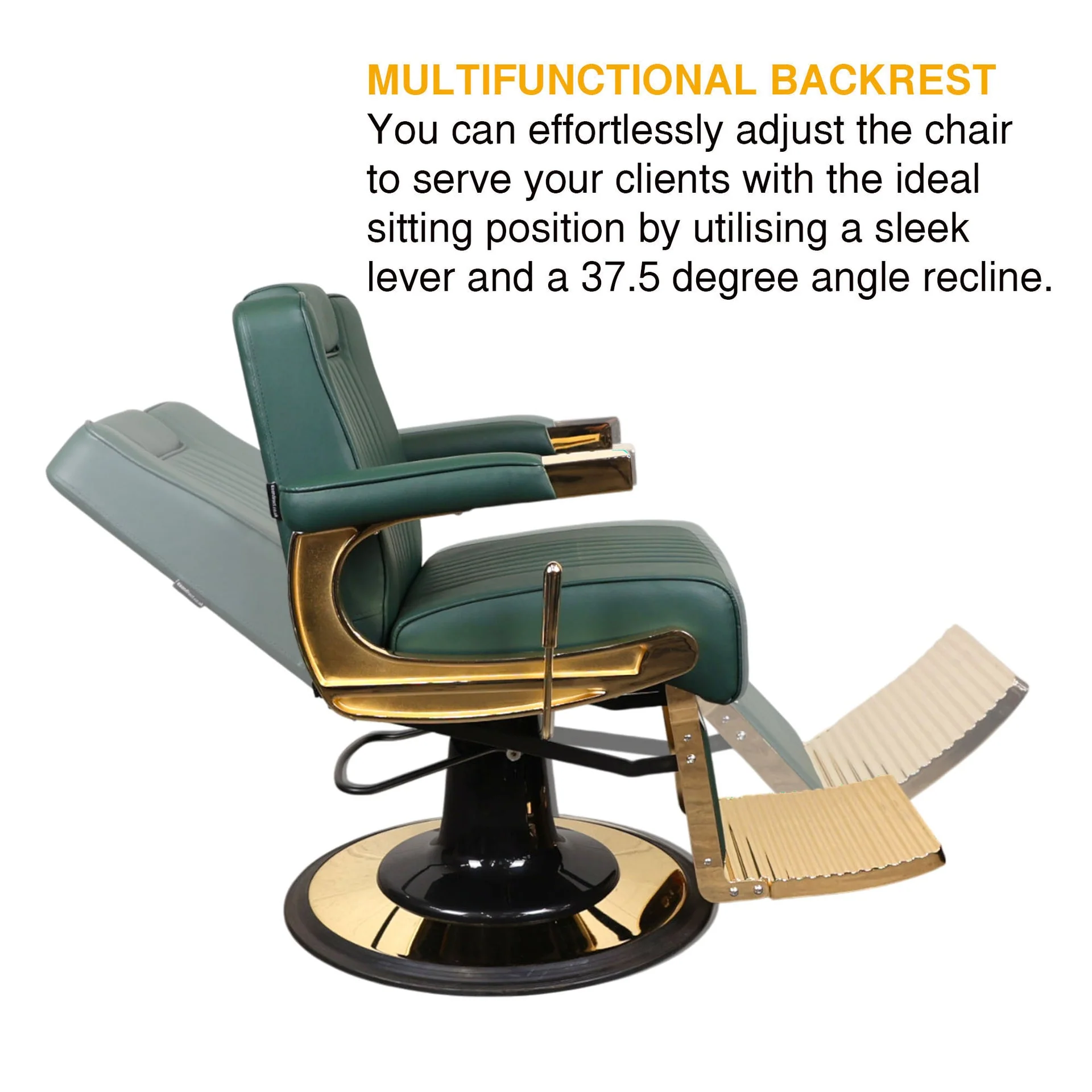 Barber Chair - Retro Green & Gold Accents - Image 4