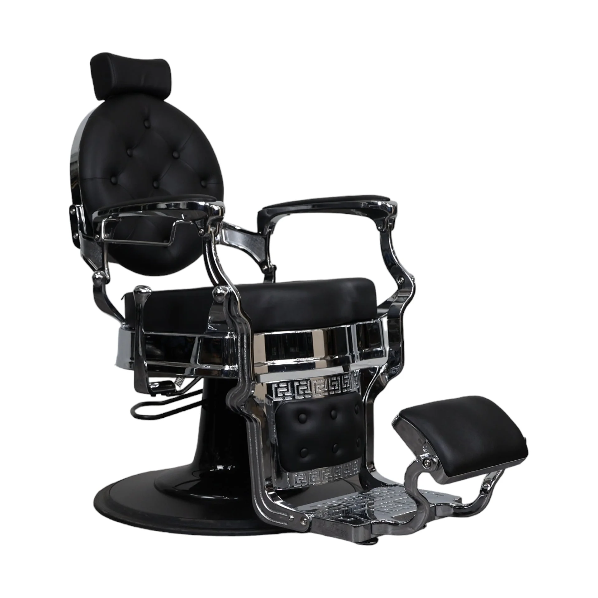 Barber Chair - Vintage Style Black & Chrome Accents - Image 3