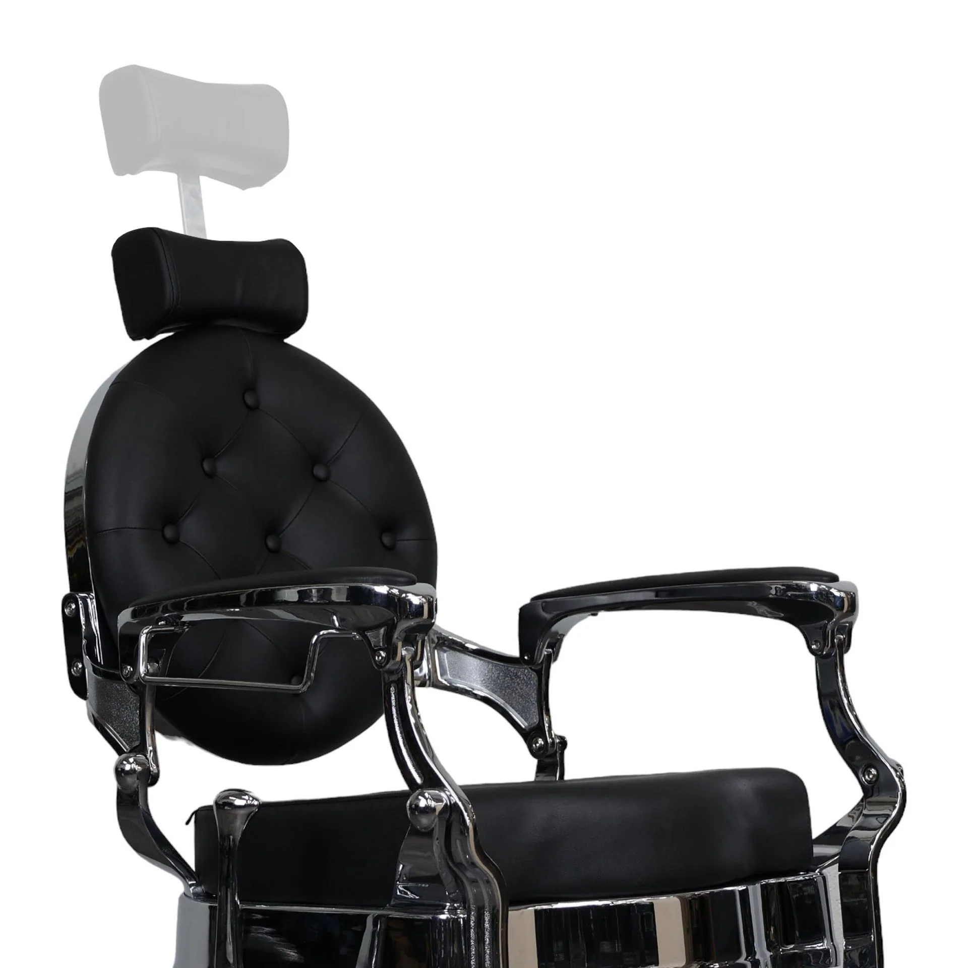 Barber Chair - Vintage Style Black & Chrome Accents - Image 7