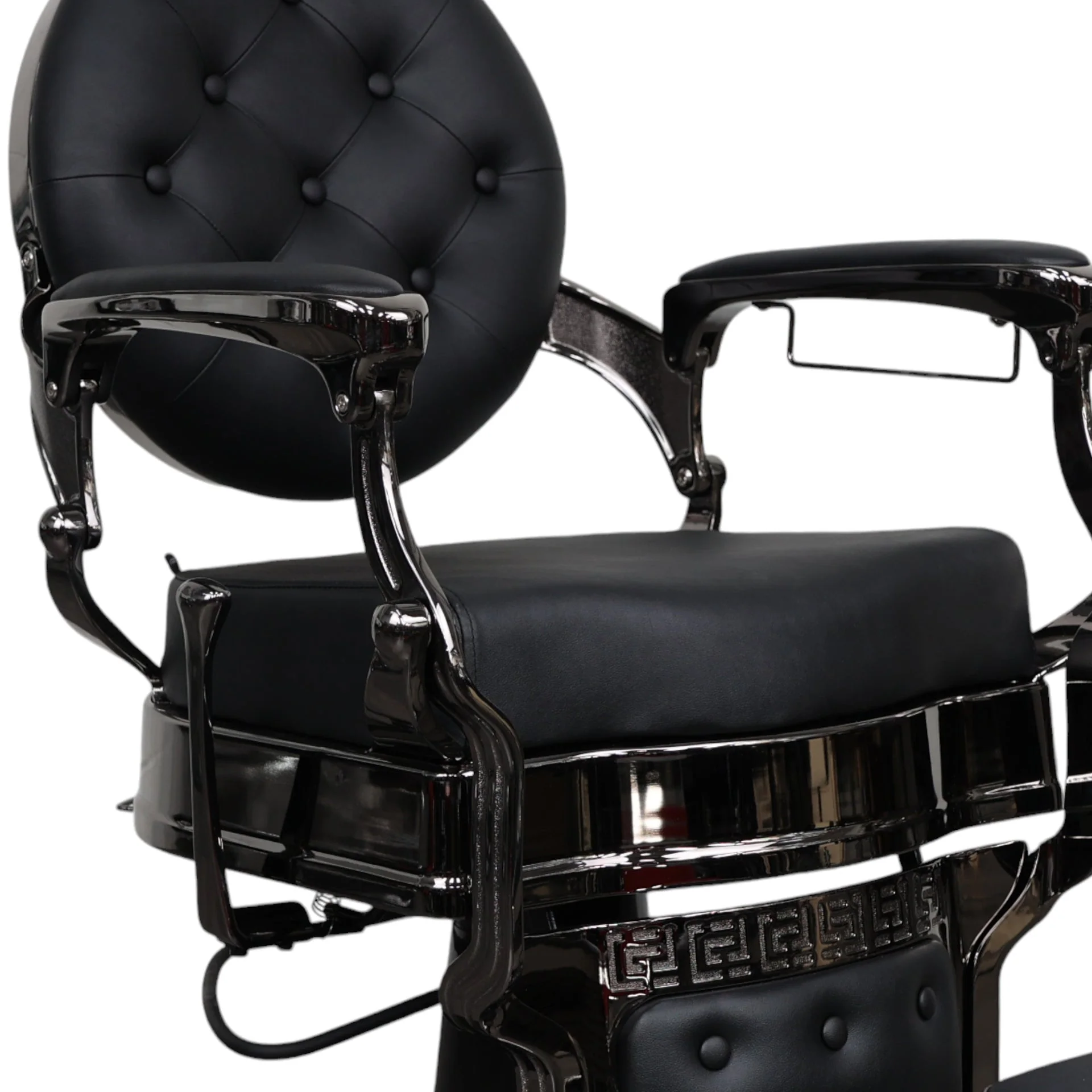 Barber Chair - Vintage Style Black & Shiny Black Accents - Image 10