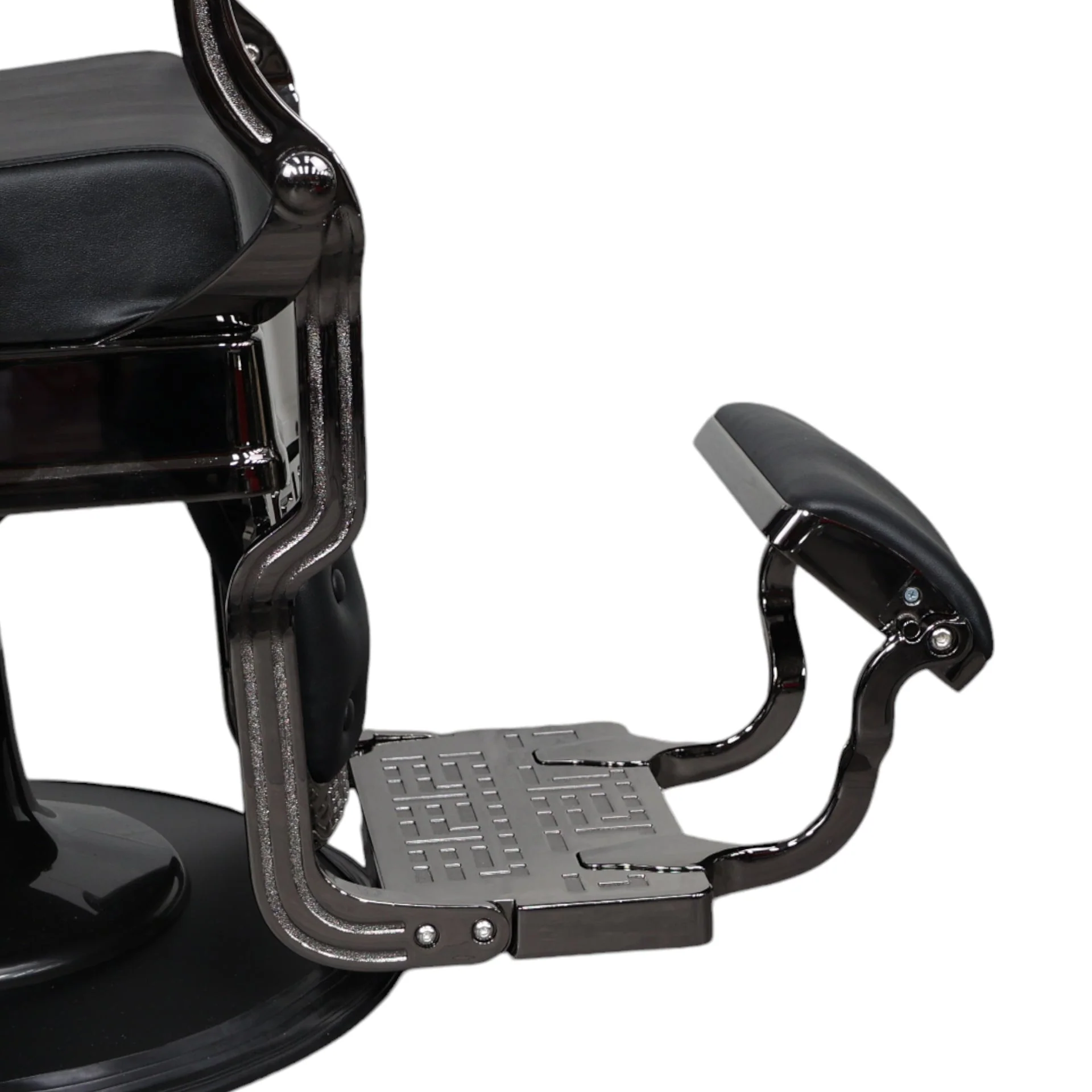 Barber Chair - Vintage Style Black & Shiny Black Accents - Image 11
