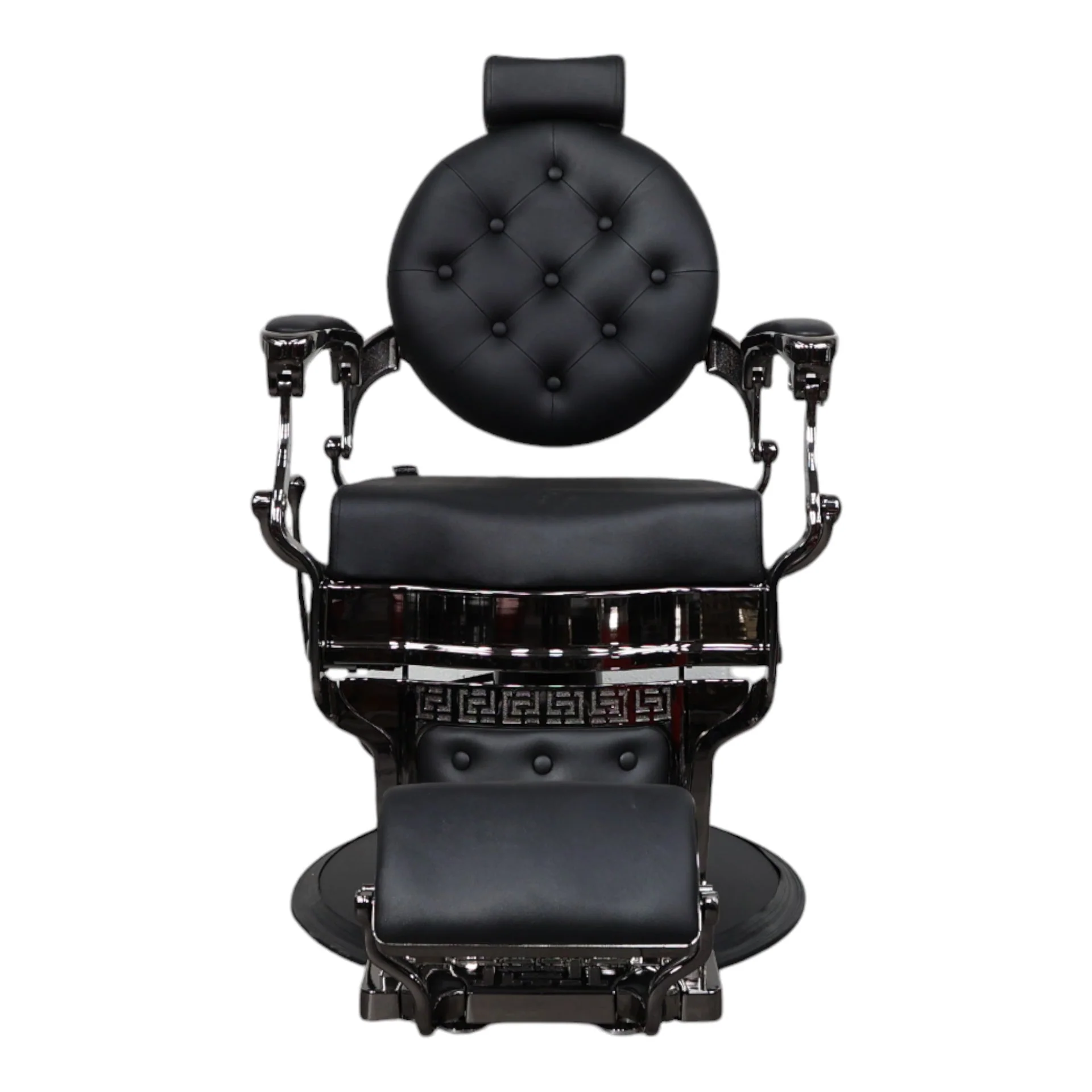 Barber Chair - Vintage Style Black & Shiny Black Accents - Image 4