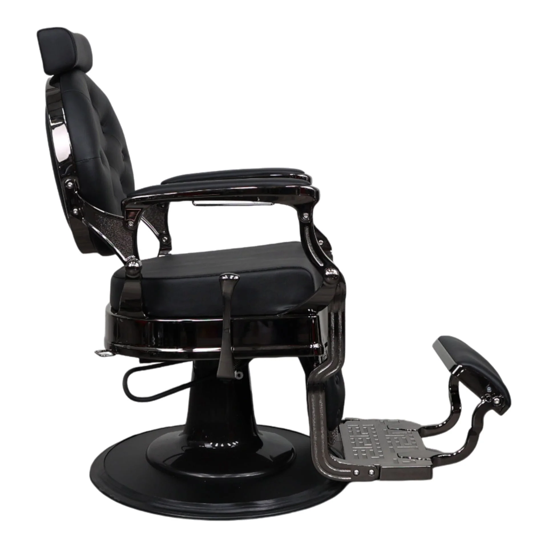 Barber Chair - Vintage Style Black & Shiny Black Accents - Image 5