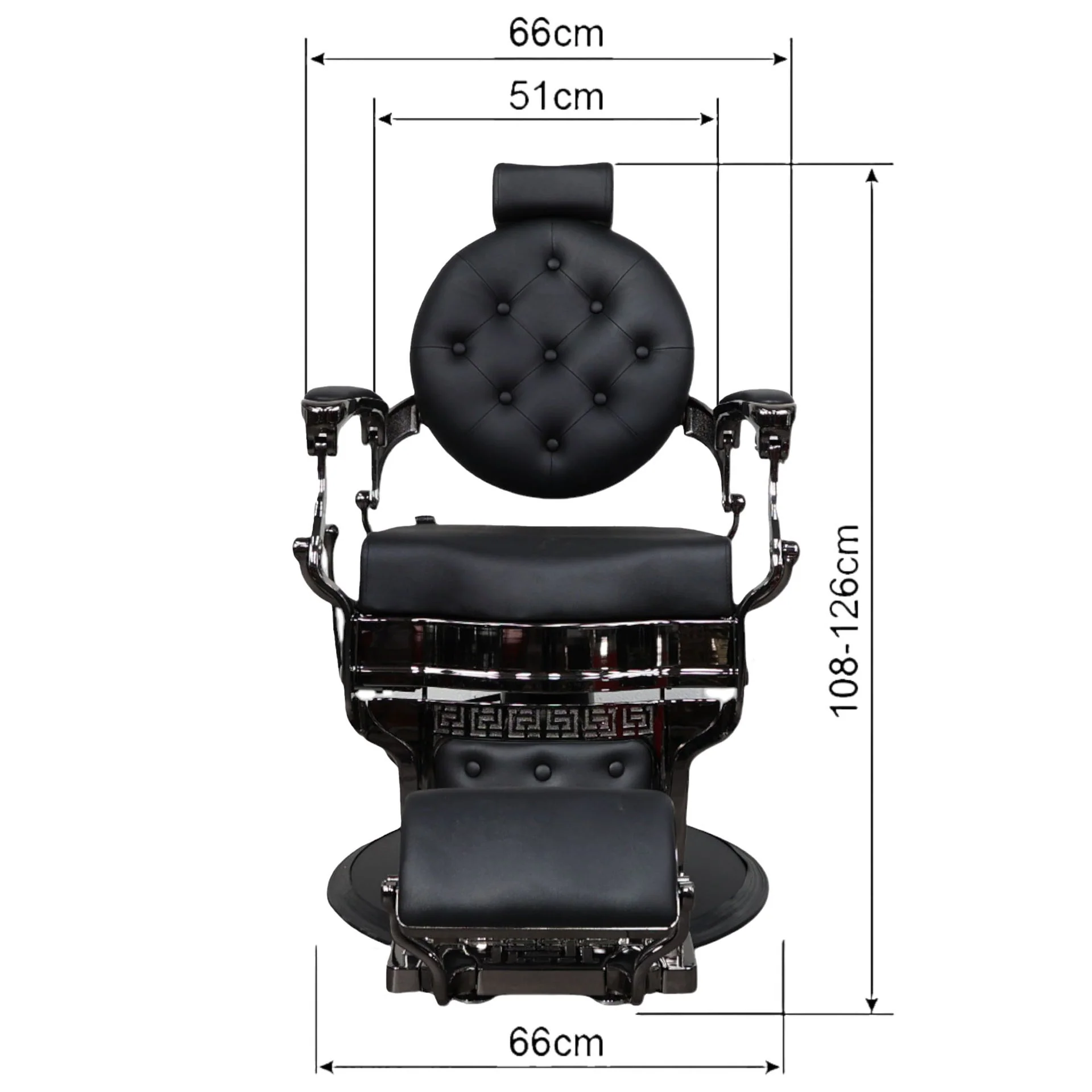 Barber Chair - Vintage Style Black & Shiny Black Accents - Image 8