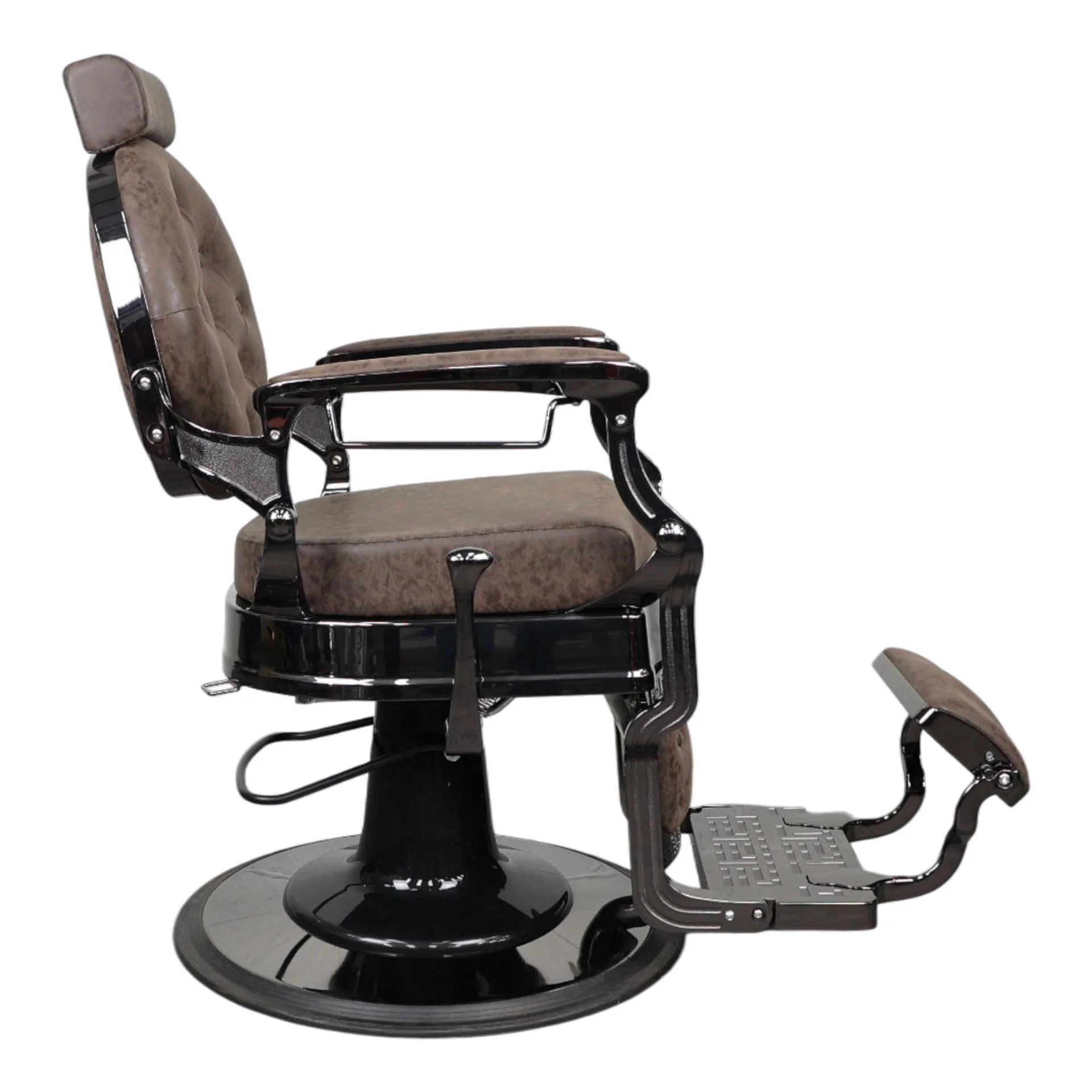 Barber Chair - Vintage Style Brown & Shiny Black Accents - Image 3