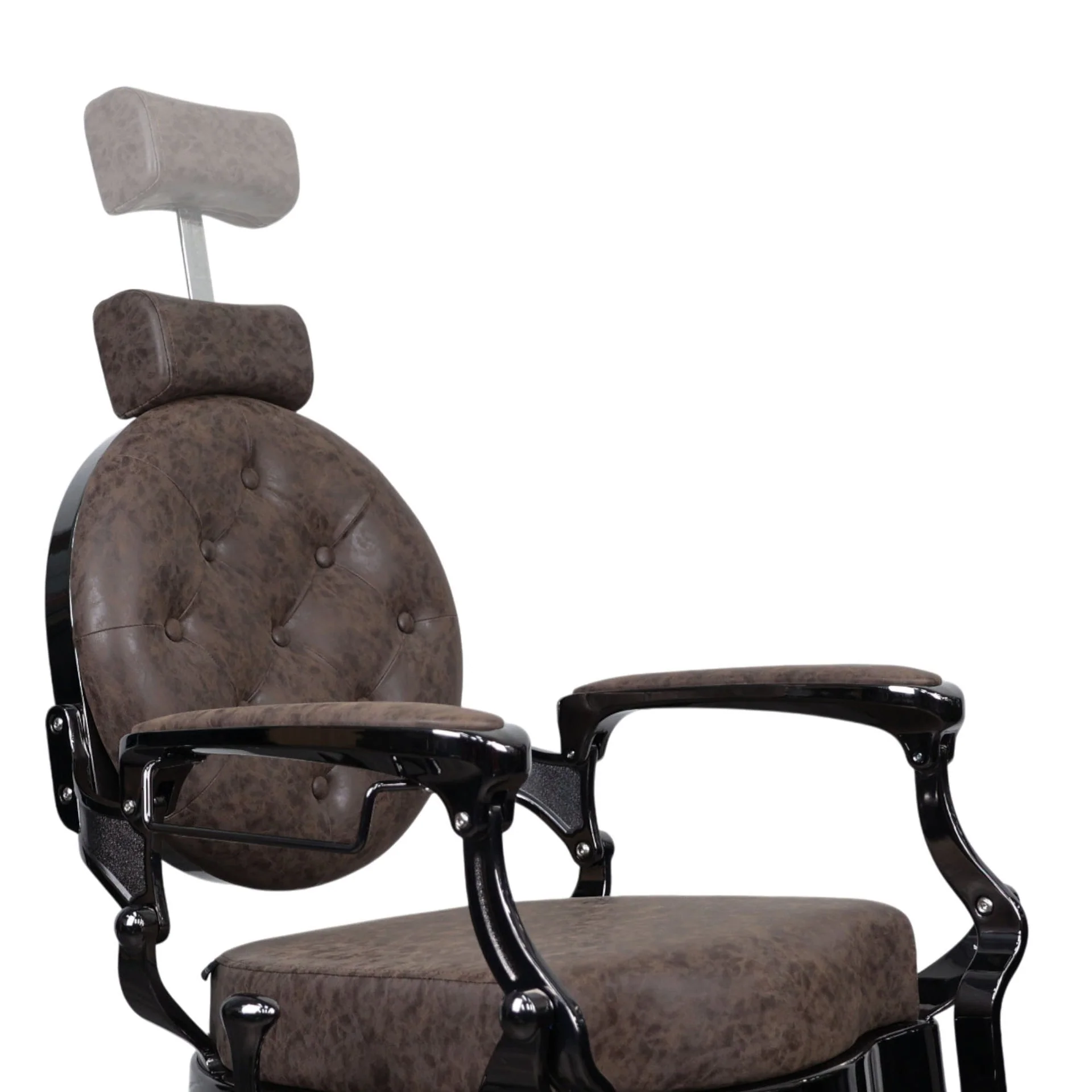 Barber Chair - Vintage Style Brown & Shiny Black Accents - Image 7