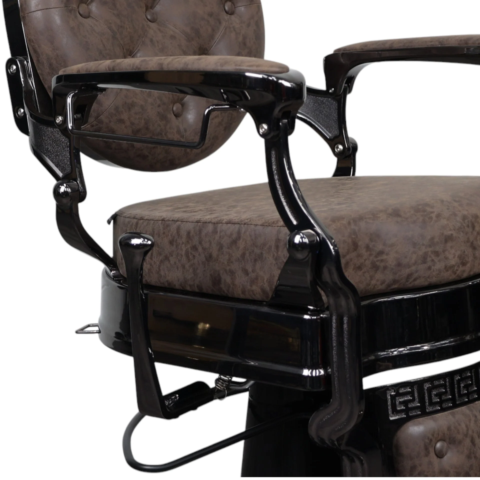 Barber Chair - Vintage Style Brown & Shiny Black Accents - Image 8