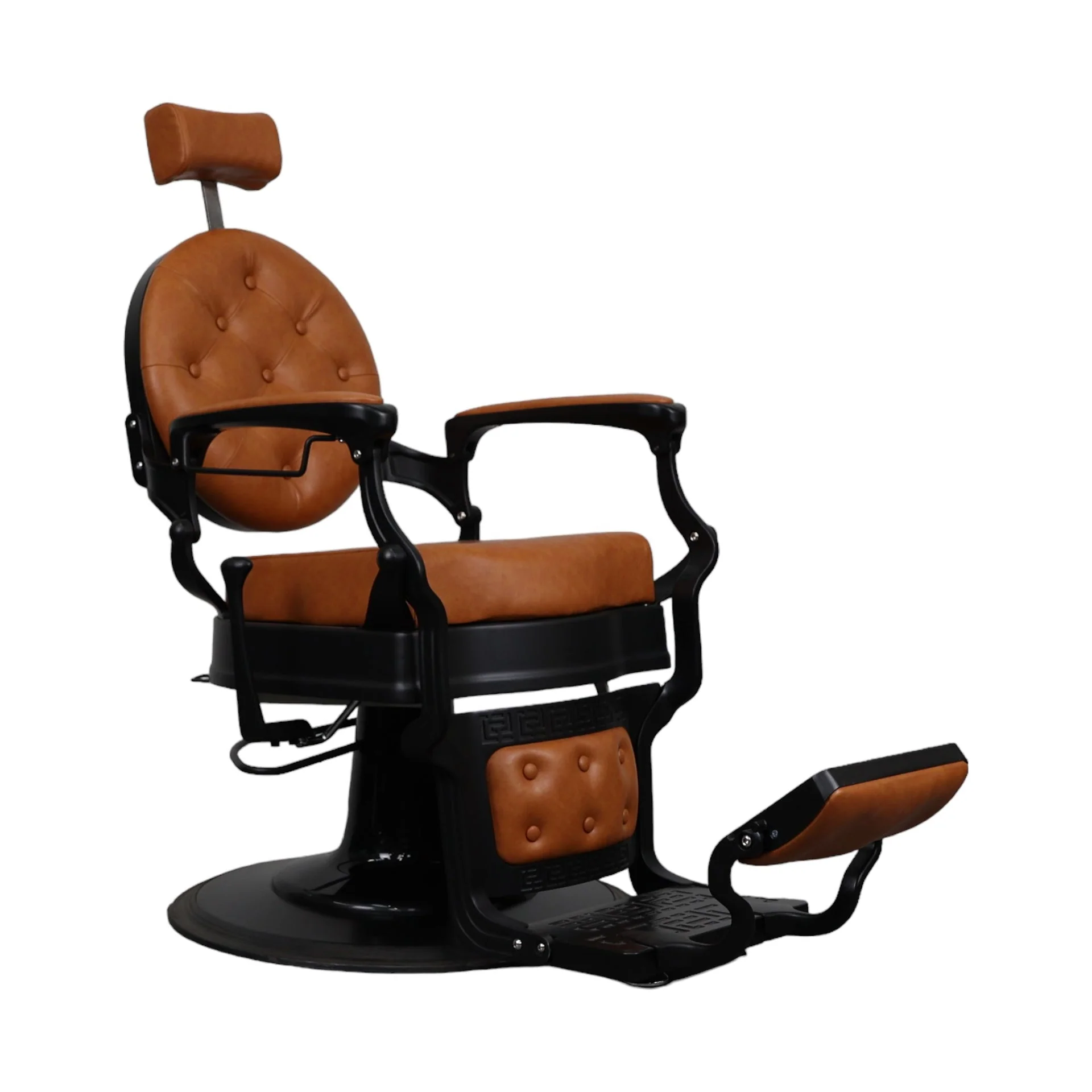 Barber Chair - Vintage Style Camel & Black Accents - Image 3