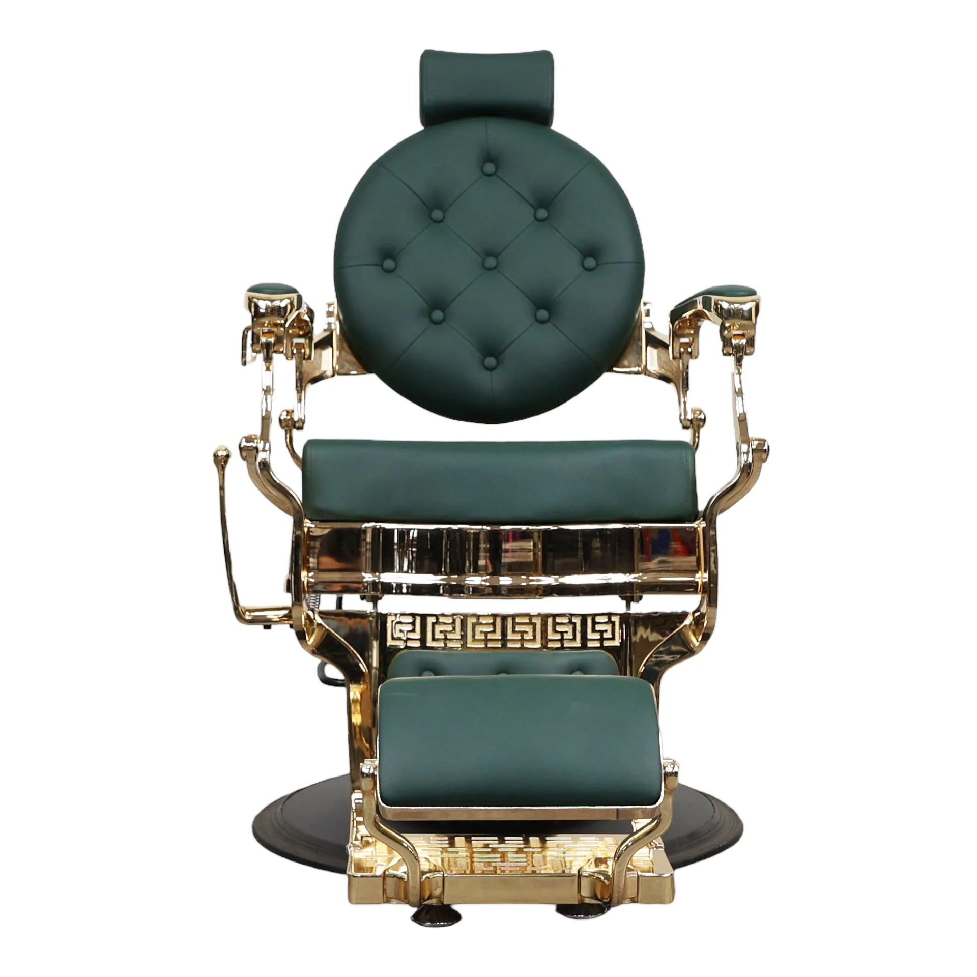 Barber Chair - Vintage Style Green & Gold Accents - Image 3