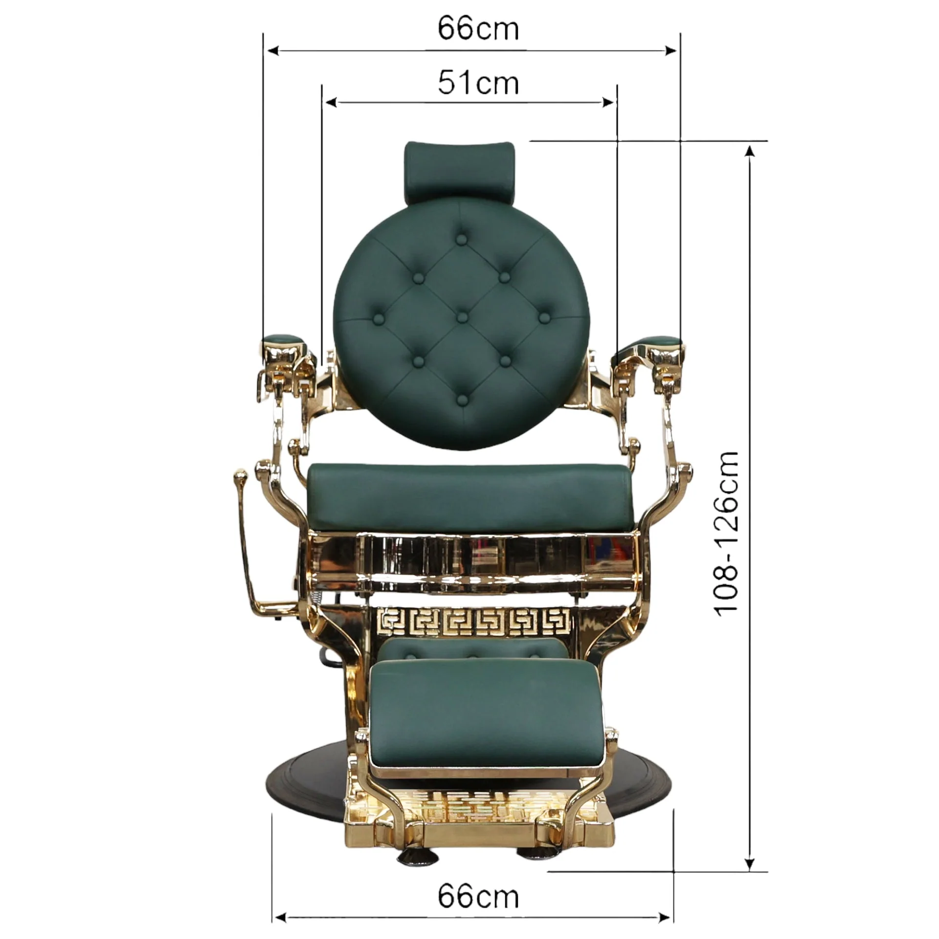 Barber Chair - Vintage Style Green & Gold Accents - Image 4