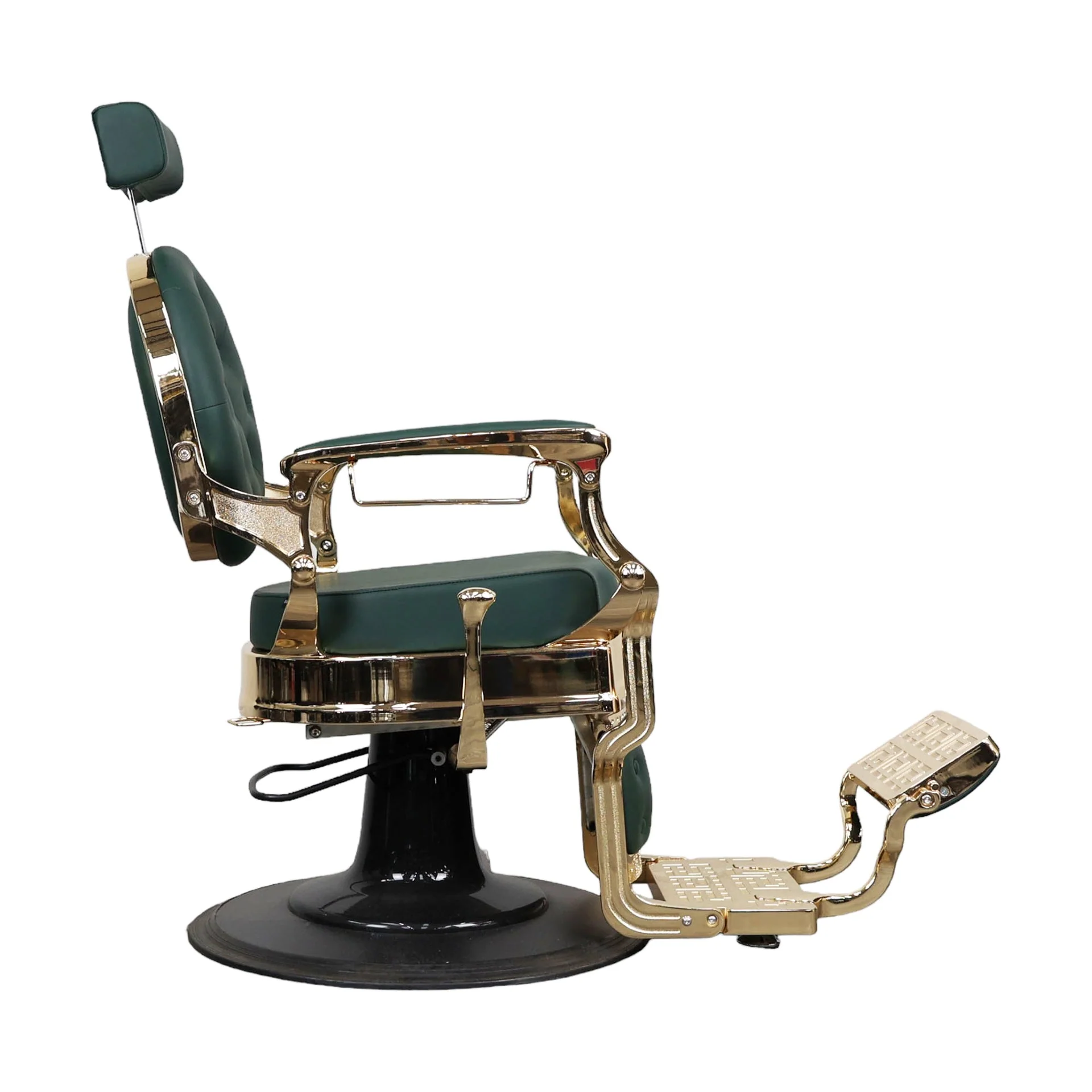 Barber Chair - Vintage Style Green & Gold Accents - Image 5