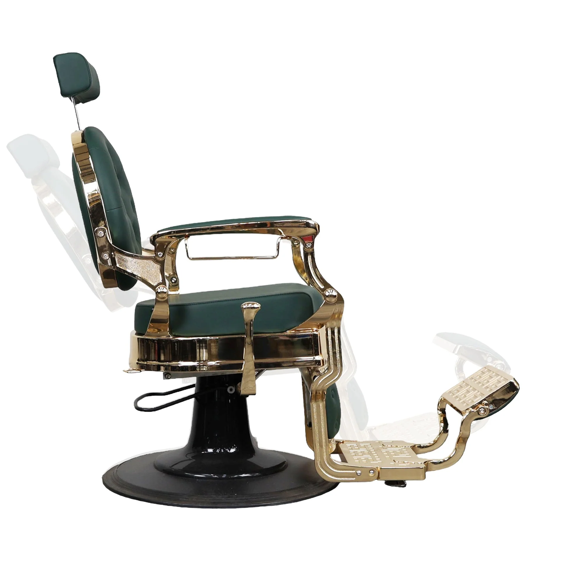 Barber Chair - Vintage Style Green & Gold Accents - Image 6