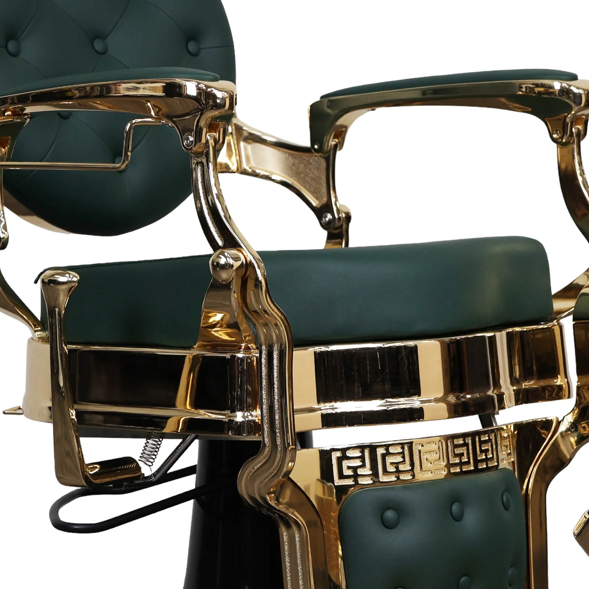 Barber Chair - Vintage Style Green & Gold Accents - Image 8