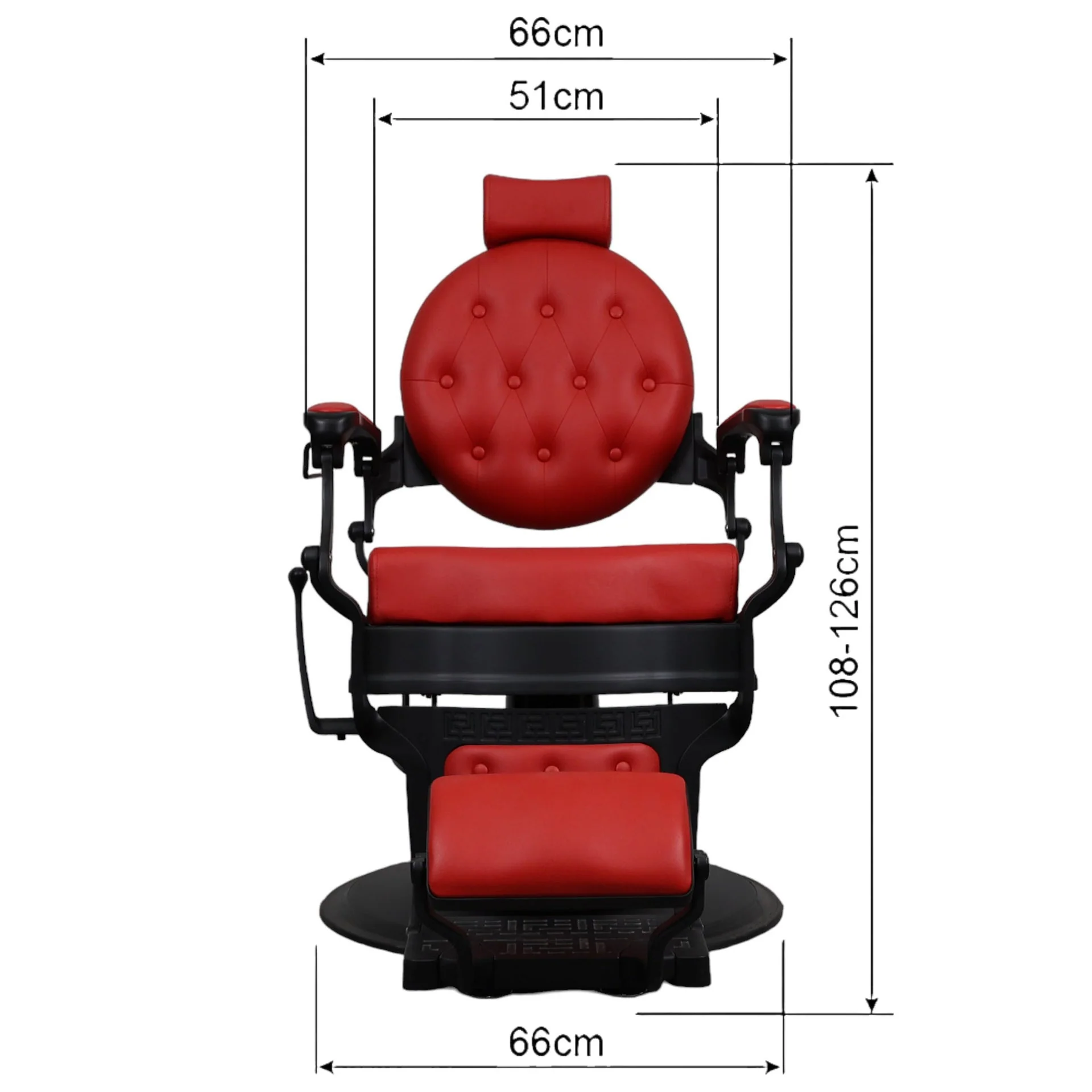 Barber Chair - Vintage Style Red & Black Accents - Image 5