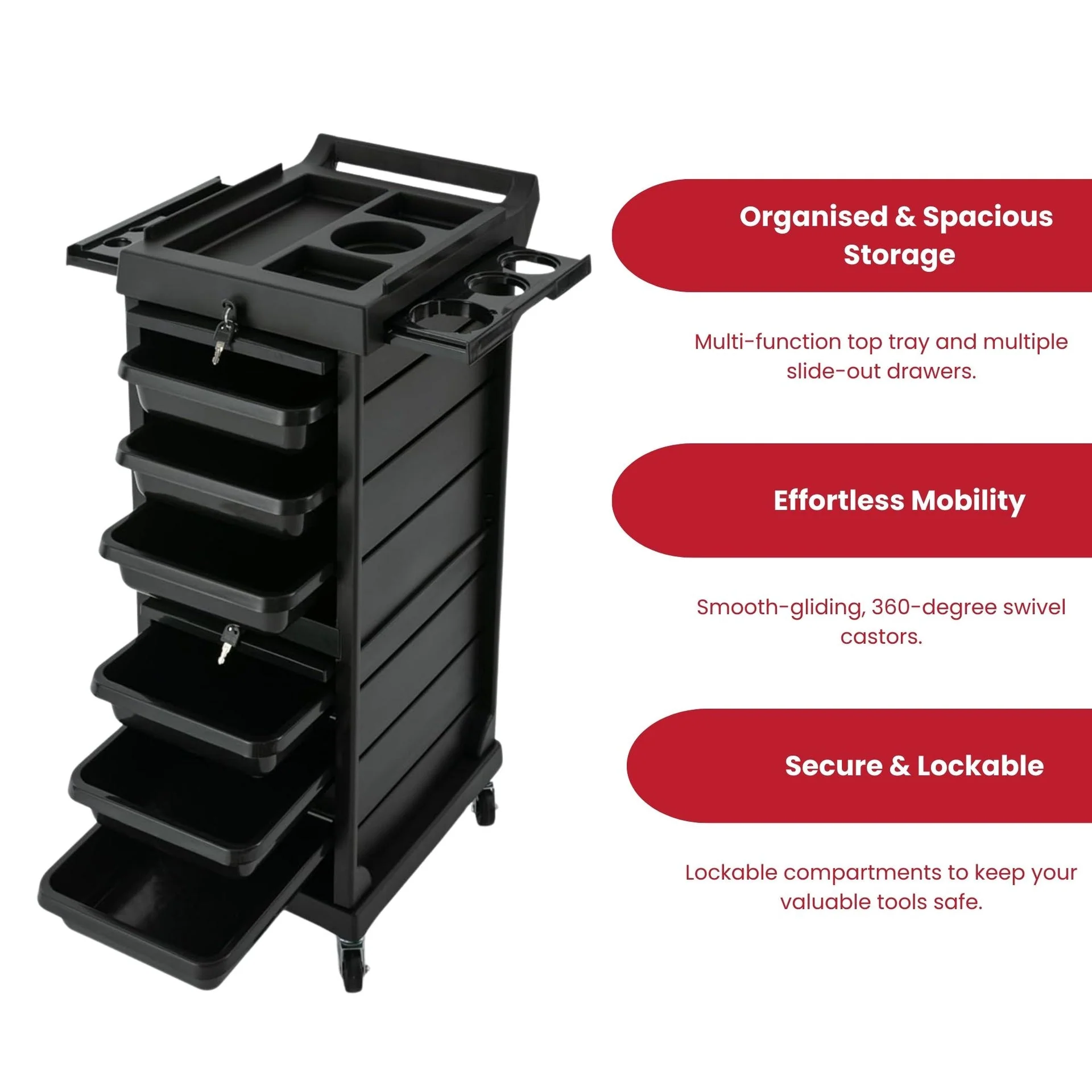 Eson - Hairdresser Multi-Function Trolley With Locking Doors - Image 7