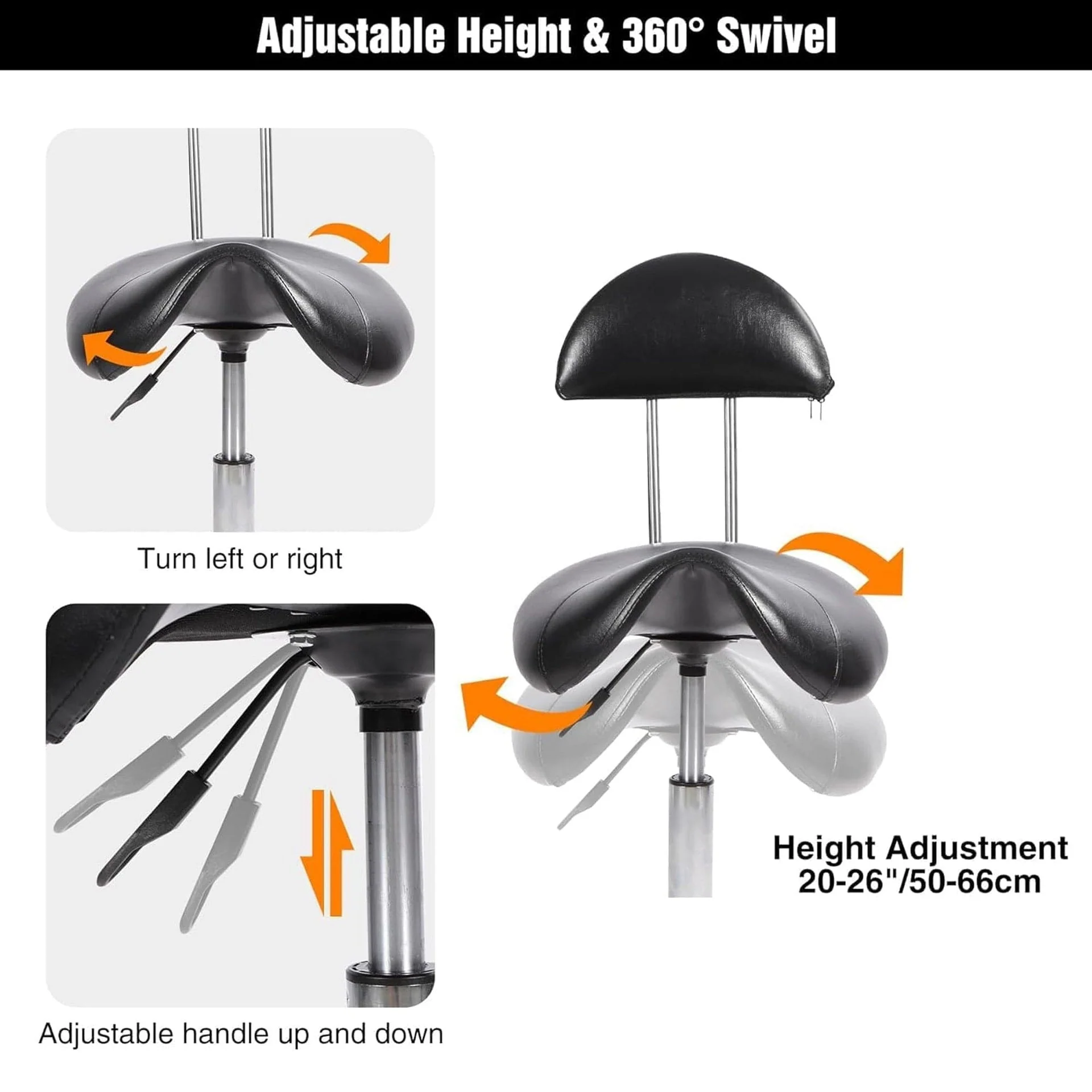 Eson - Saddle Chair with Backrest Ergonomic Rolling Stool for Salon & Clinic - Image 5