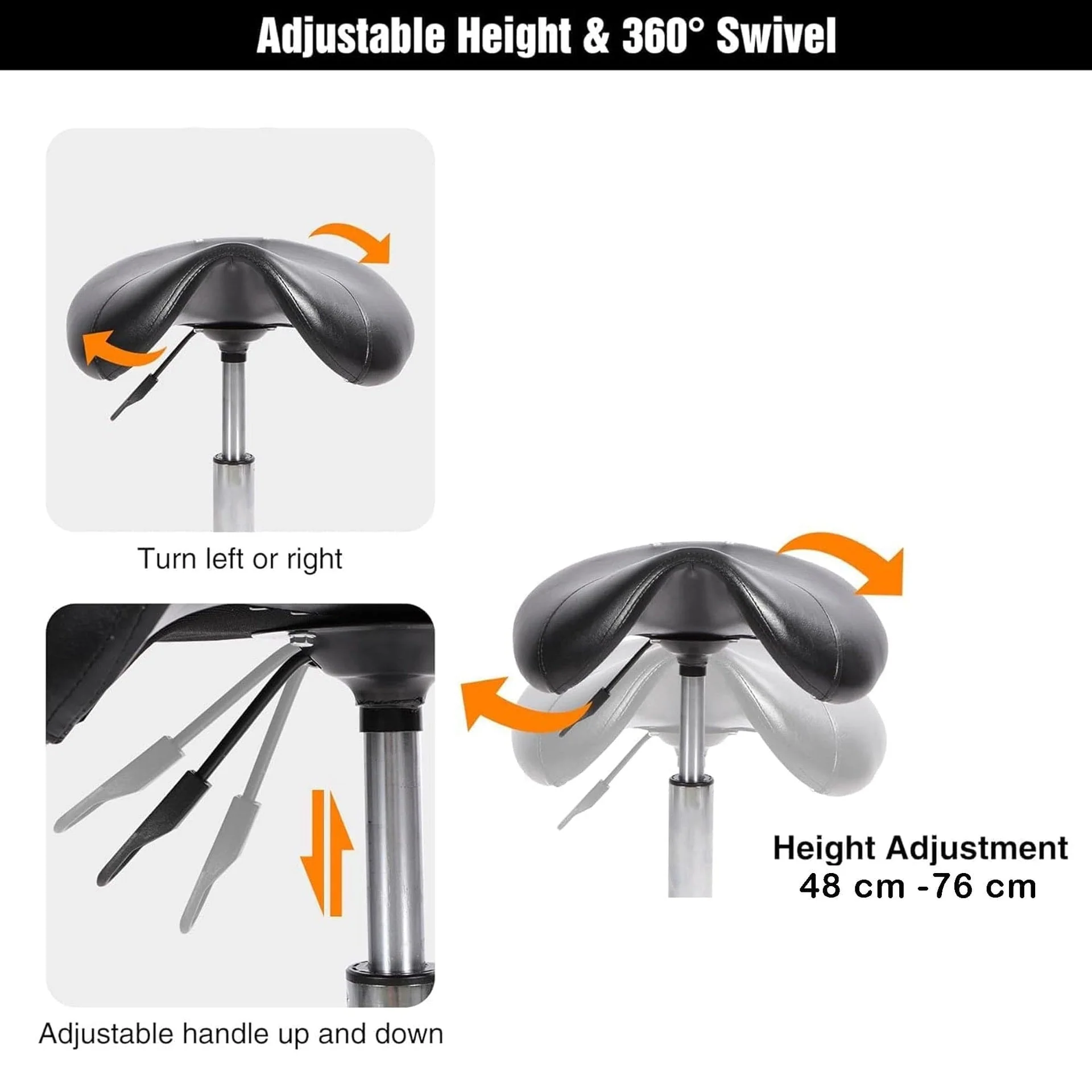 Eson - Salon Saddle Chair Adjustable Ergonomic Stool with Wheels - Image 4