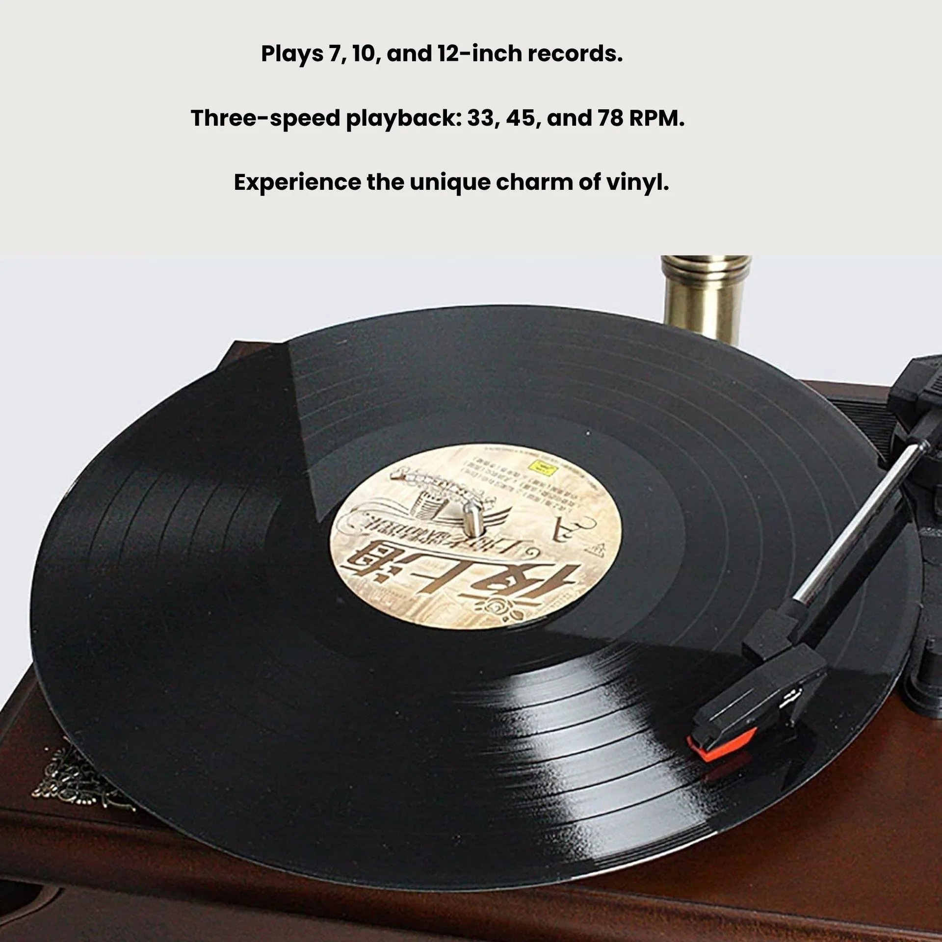 Eson - Vintage Style Gramophone Bluetooth & Vinyl Music System - Image 4