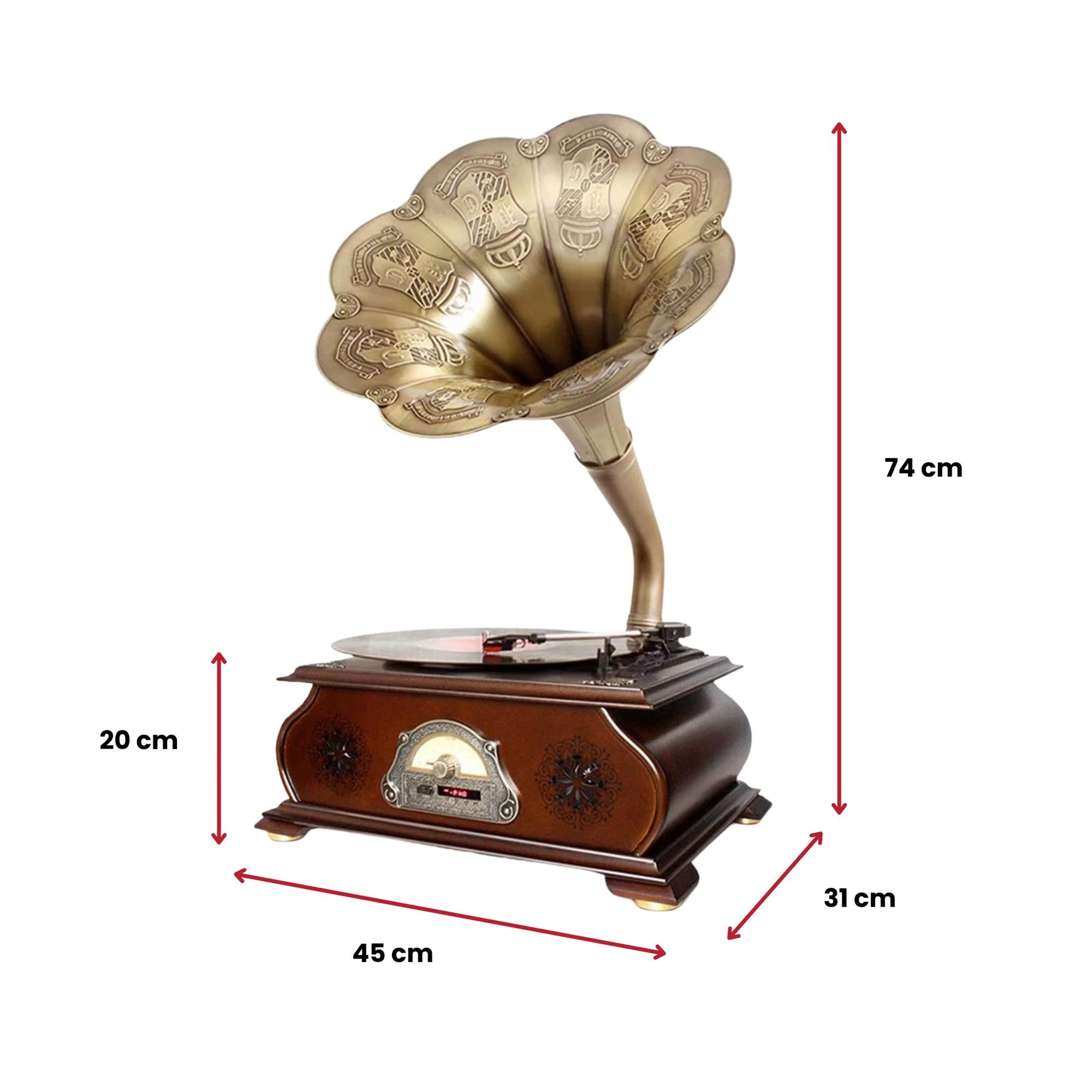 Eson - Vintage Style Gramophone Bluetooth & Vinyl Music System - Image 6