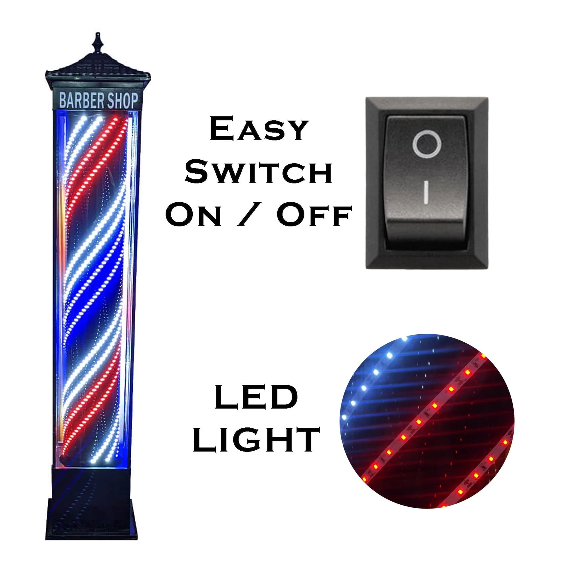 Gabri - Floor Barber Pole Lantern Style Digital Led Light 1.8m - Image 4