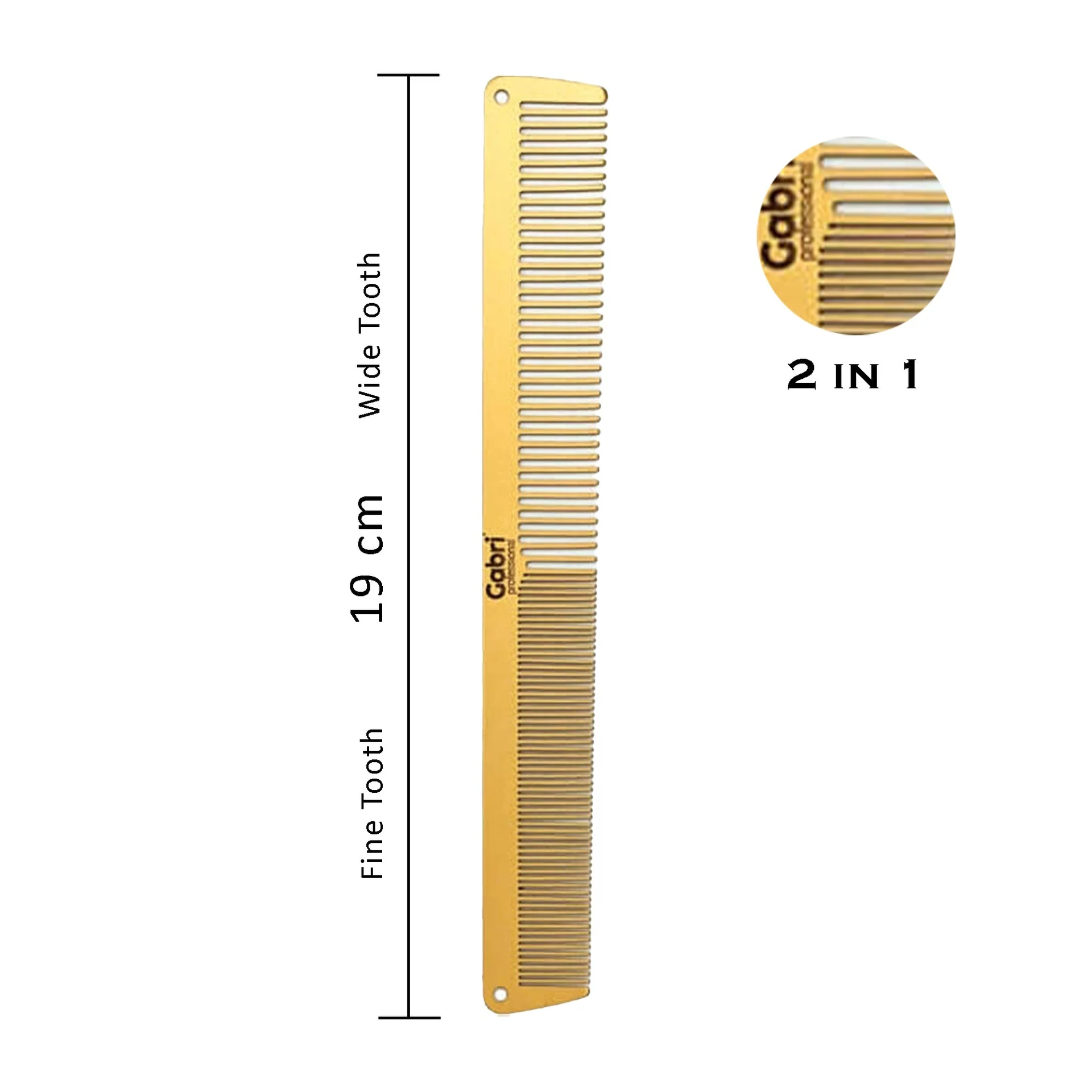 Gabri - Gold Metal Taper & Detangler Comb - Image 7