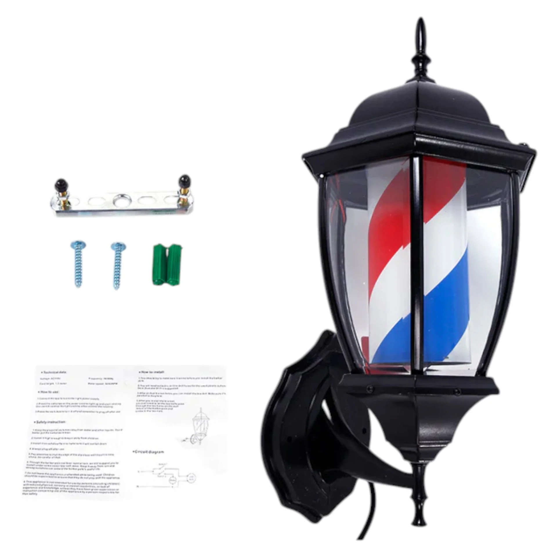 Gabri - Lantern Barber Pole Light (Black, Red White Blue Stripes) 50cm - Image 7