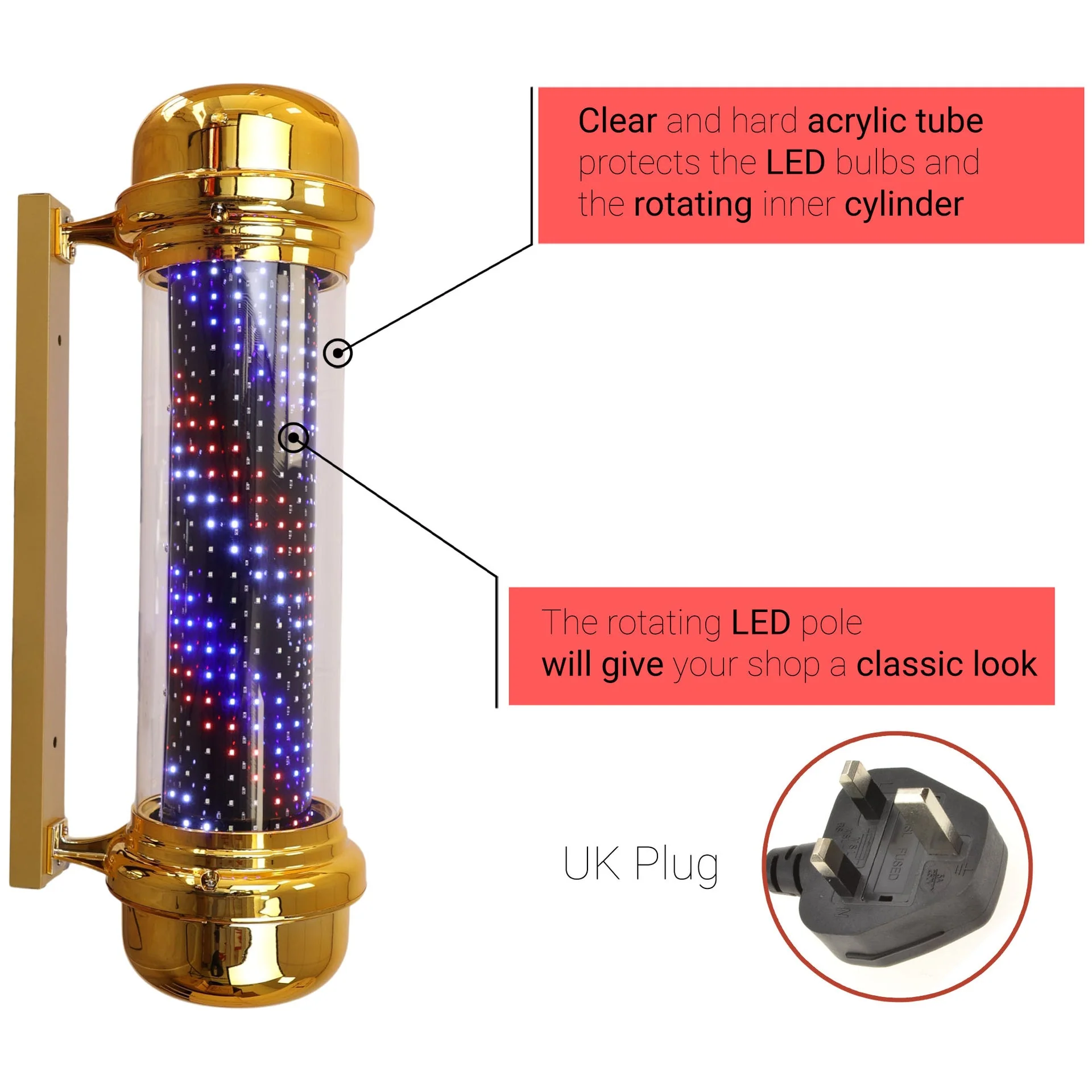 Gabri - Led Light Barber Pole Digital 5 Modes With Remote Control 71cm - Image 9